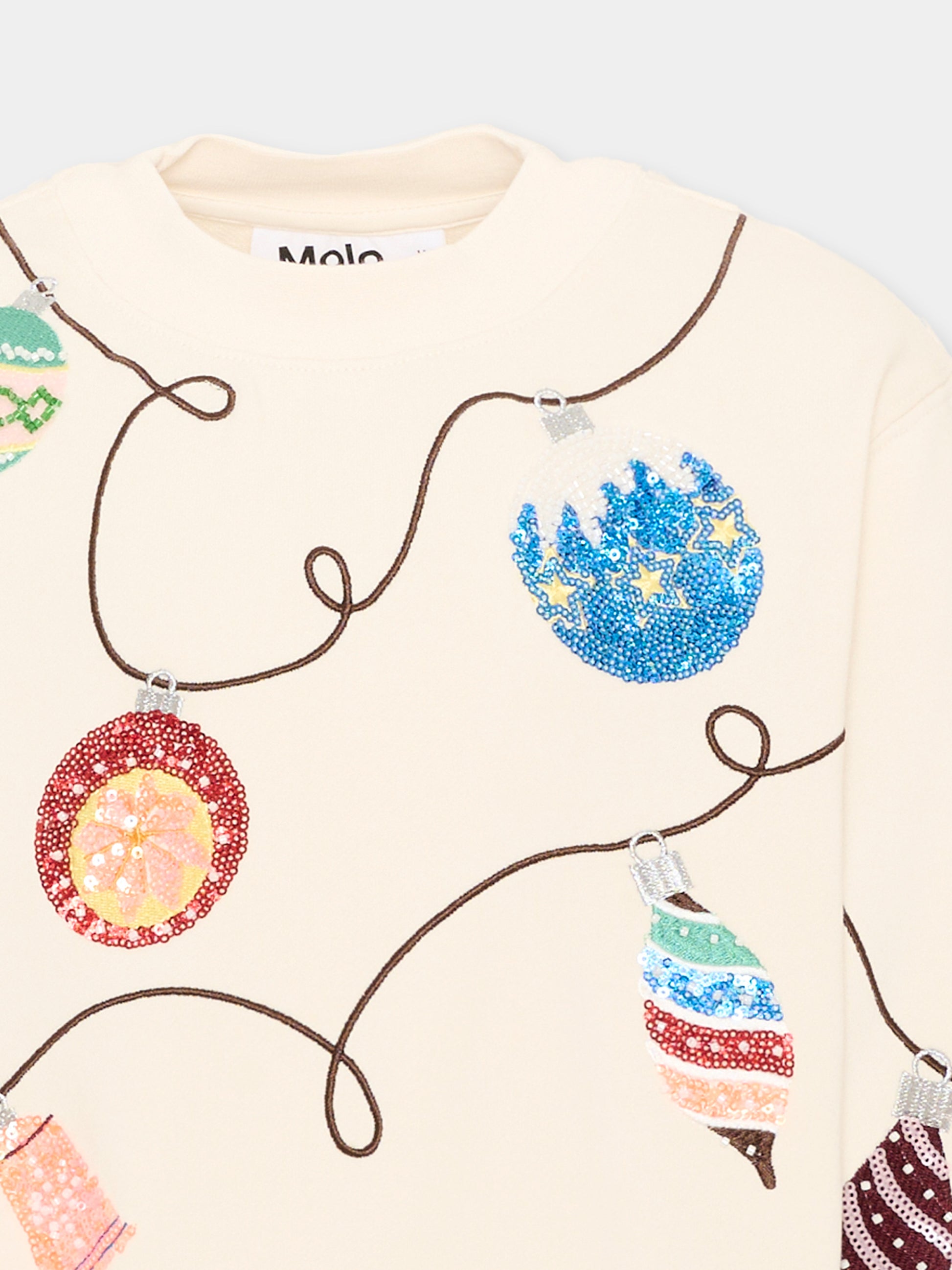 Felpa avorio Marge per bambina con stampa,Molo,2W26J203 5774