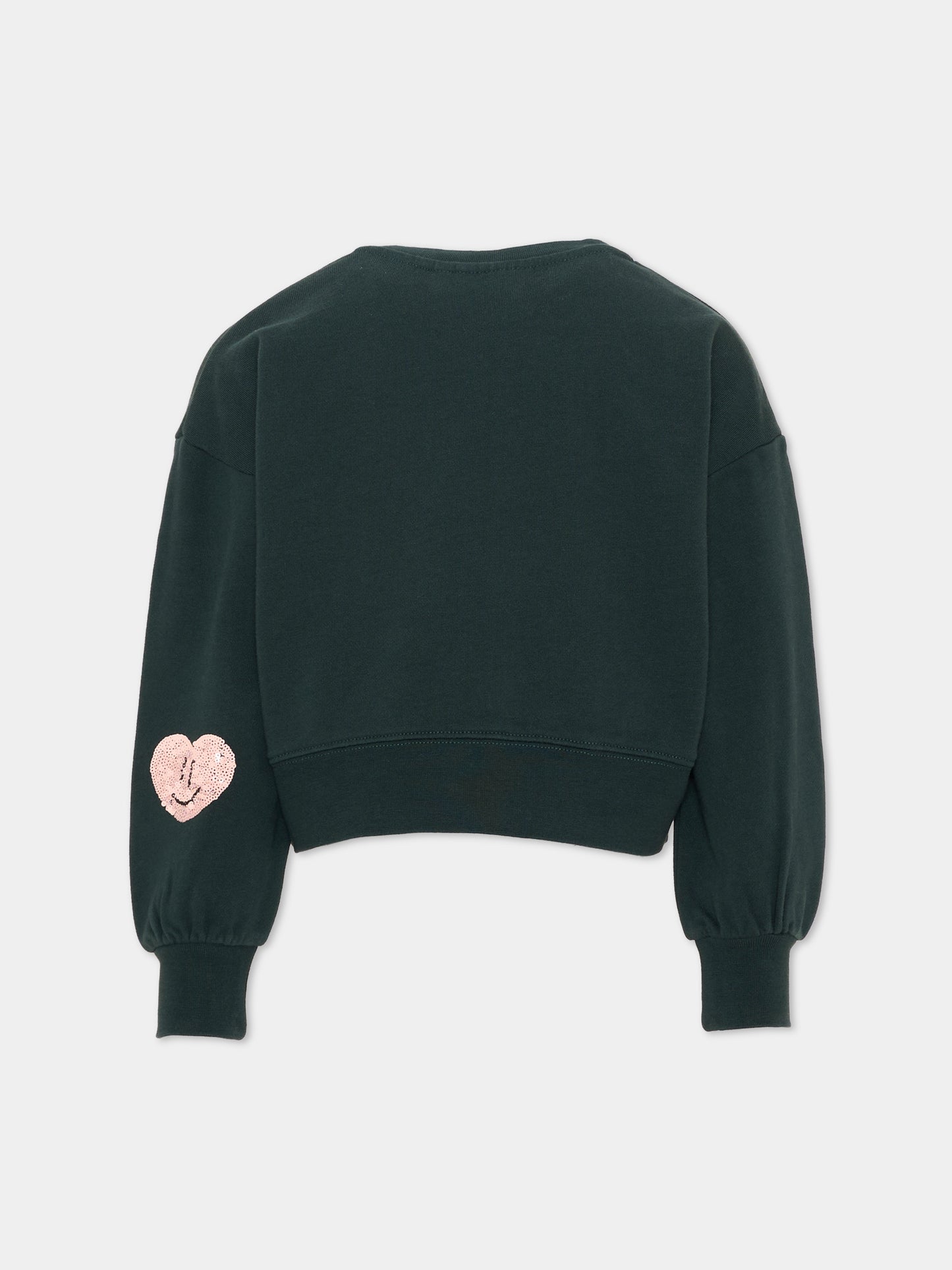 Felpa verde Miki per bambina con cuori,Molo,2W26J210 5721