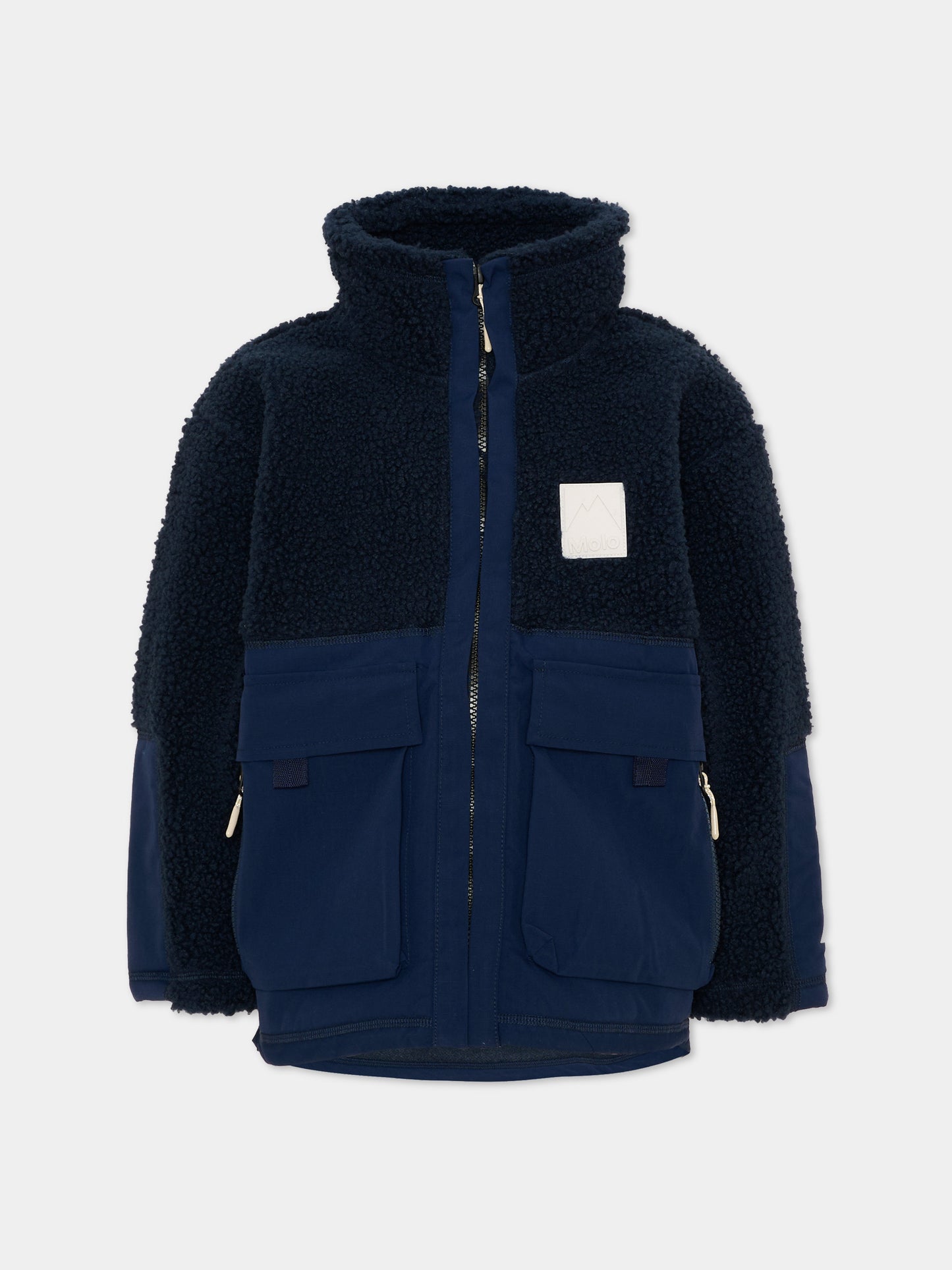 Ecopelliccia blu Utha per bambino con zip,Molo,5W26L204 2257