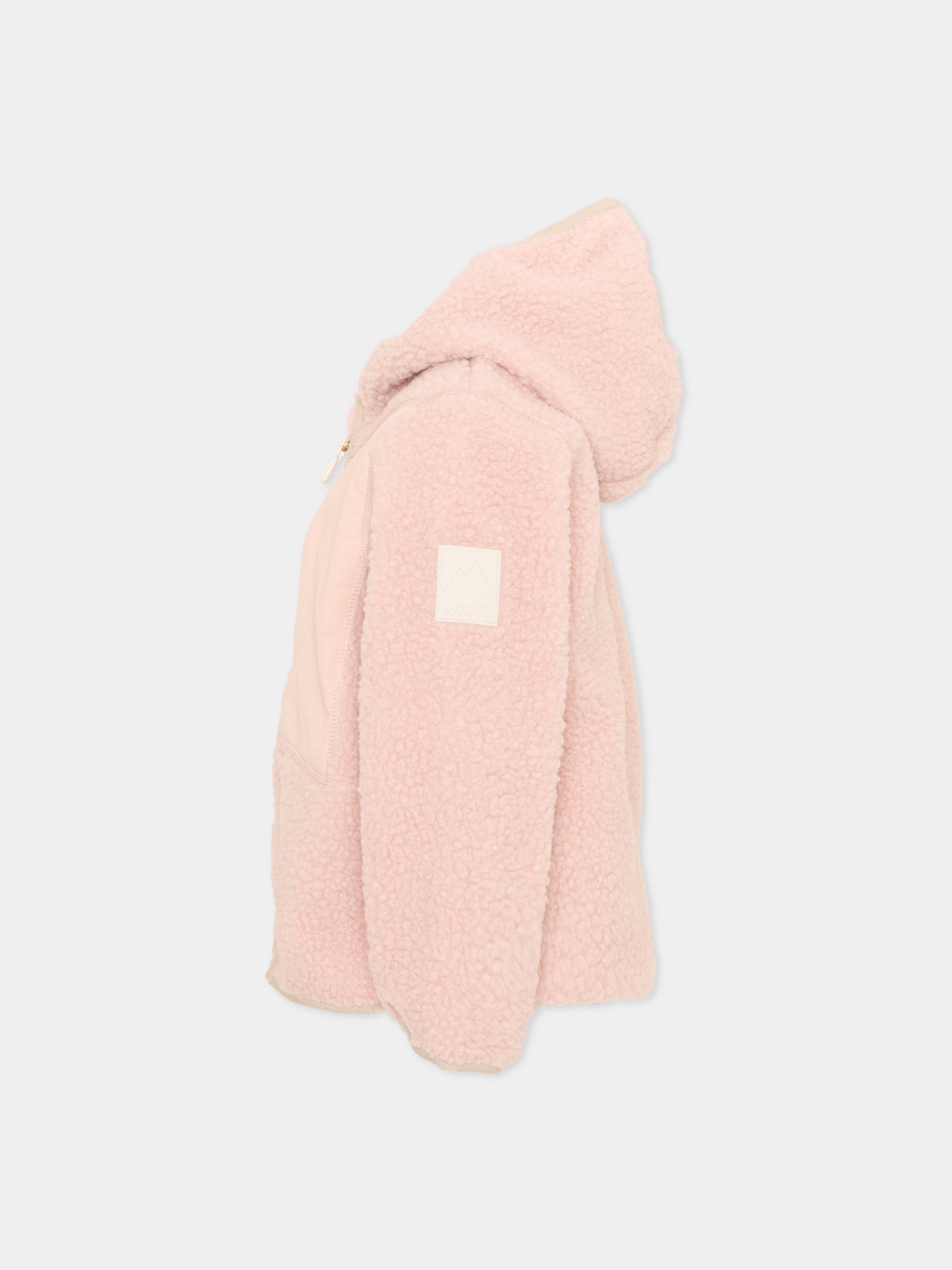 Ecopelliccia rosa Uberto per bambina con cappuccio,Molo,5W26L205 8058