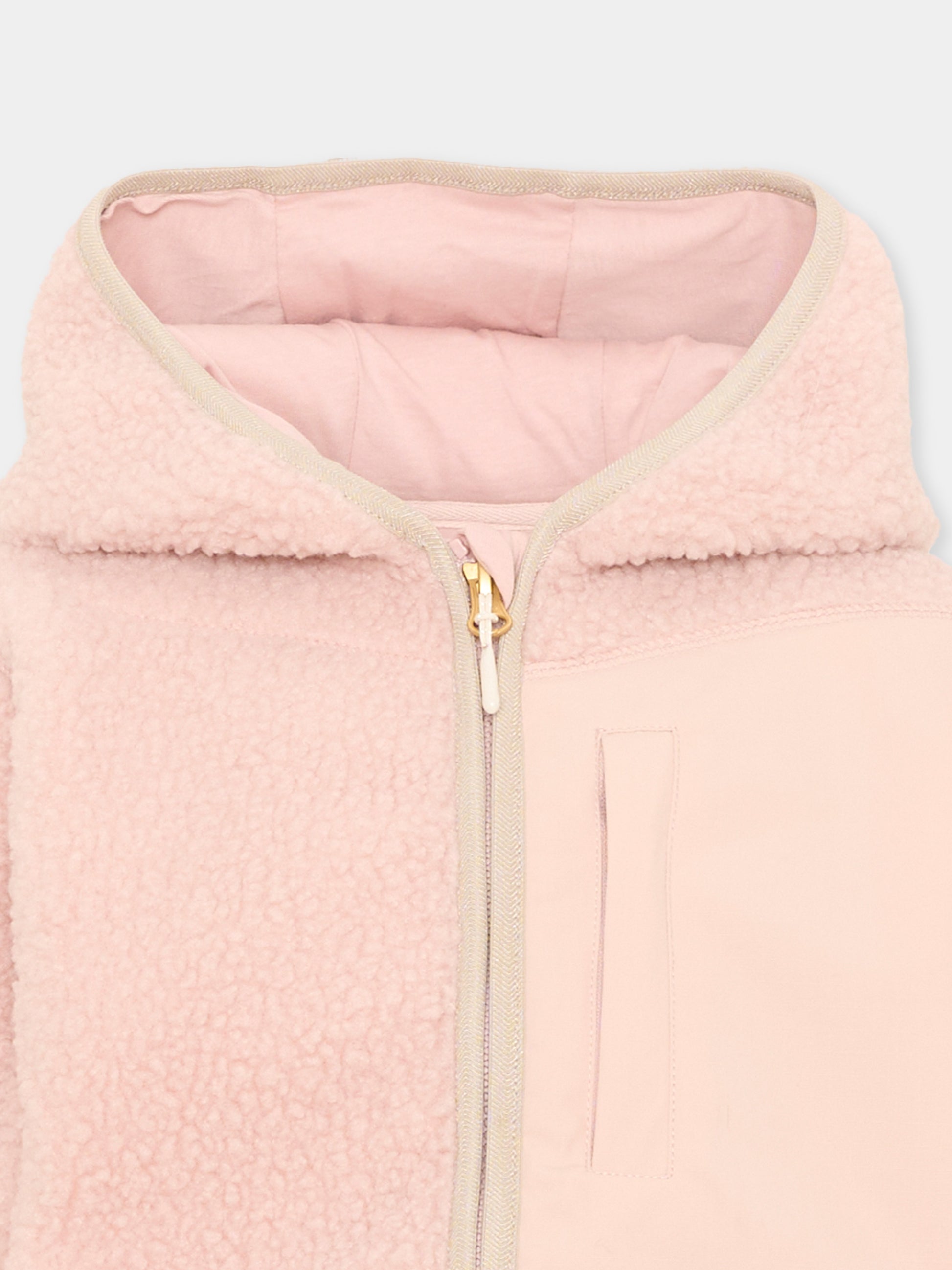 Ecopelliccia rosa Uberto per bambina con cappuccio,Molo,5W26L205 8058