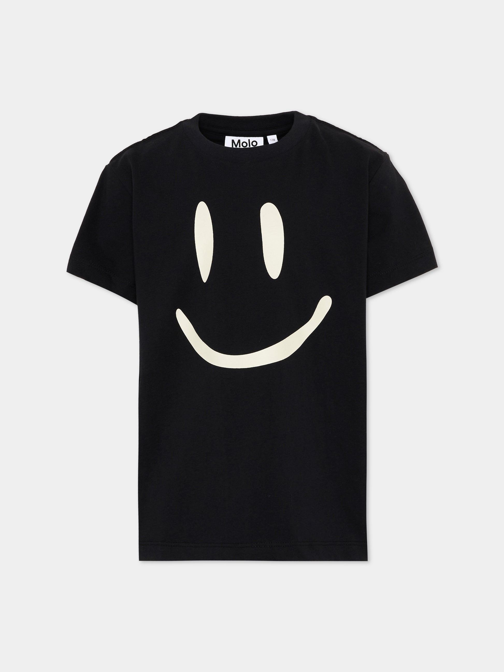 T-shirt nera  Roxo con smile  per bambini,Molo,6W26A201 0099
