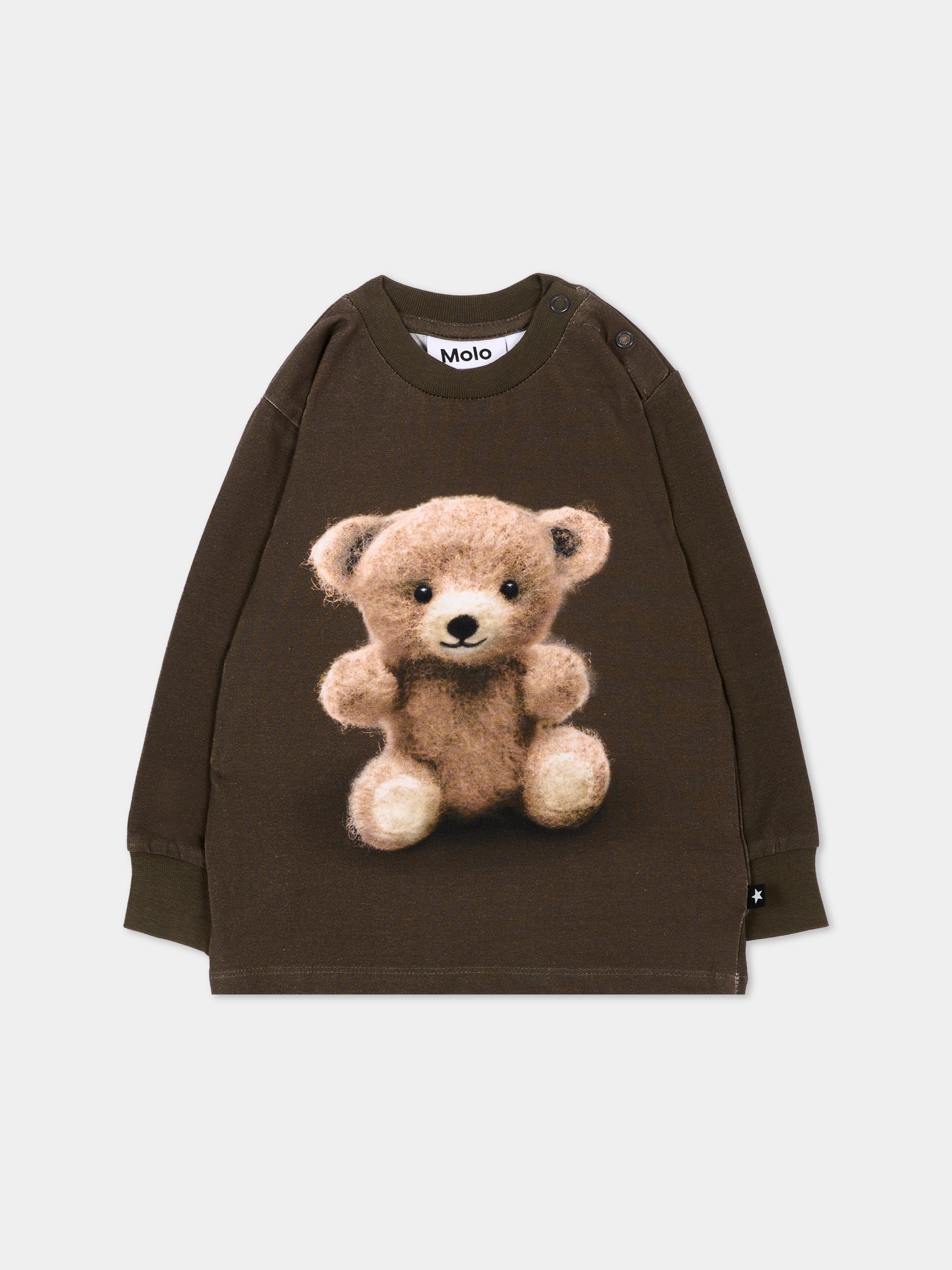 T-shirt marrone per neonati con orsetto,Molo,6W26A403 5938