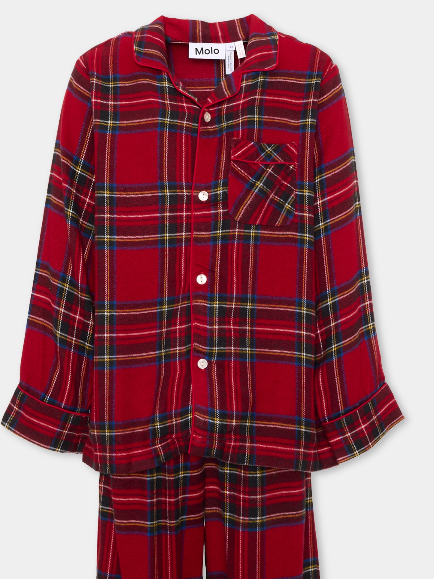 Pigiama rosso Lex per bambino tartan,Molo,6W26R504 5778