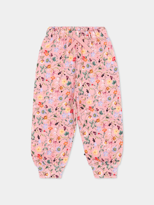 Pantaloni rosa Simeon per neonata floreali,Molo,4W26I201 9796