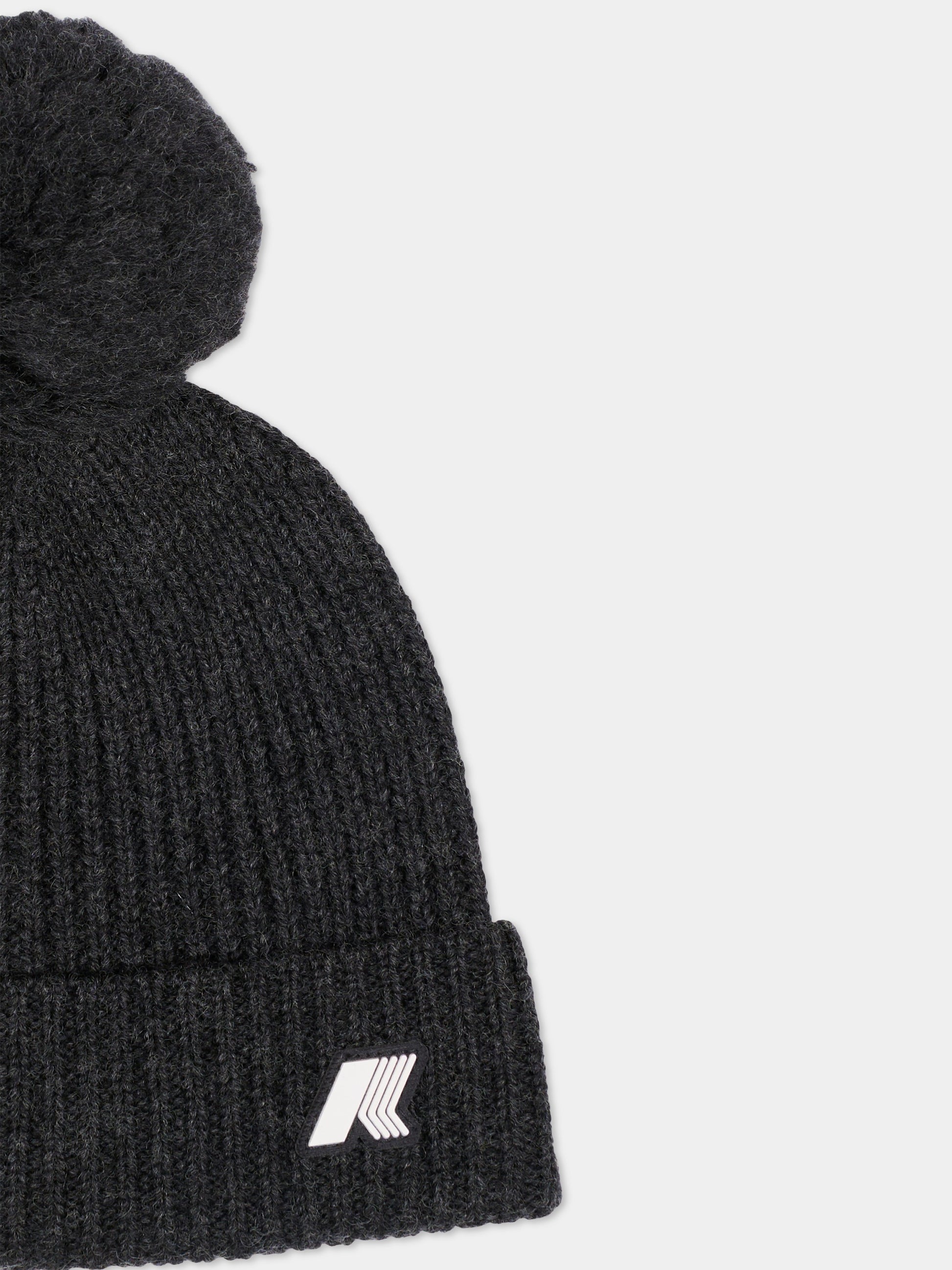 Berretto nero per bambini con logo,K-way,K31359W AZ3