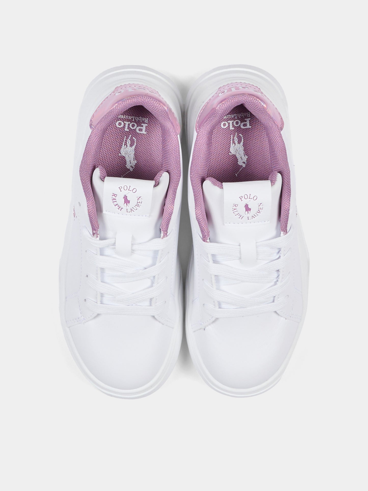 Sneakers bianche per bambina con Polo Pony,Ralph Lauren Kids,RL03844110