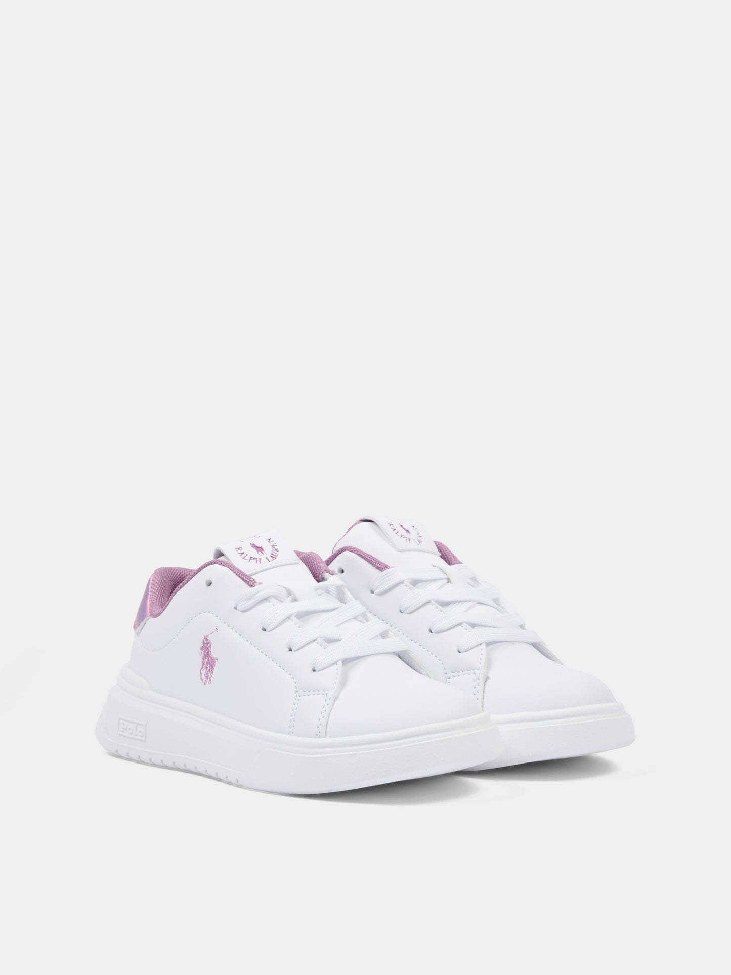 Sneakers bianche per bambina con Polo Pony,Ralph Lauren Kids,RL03844110