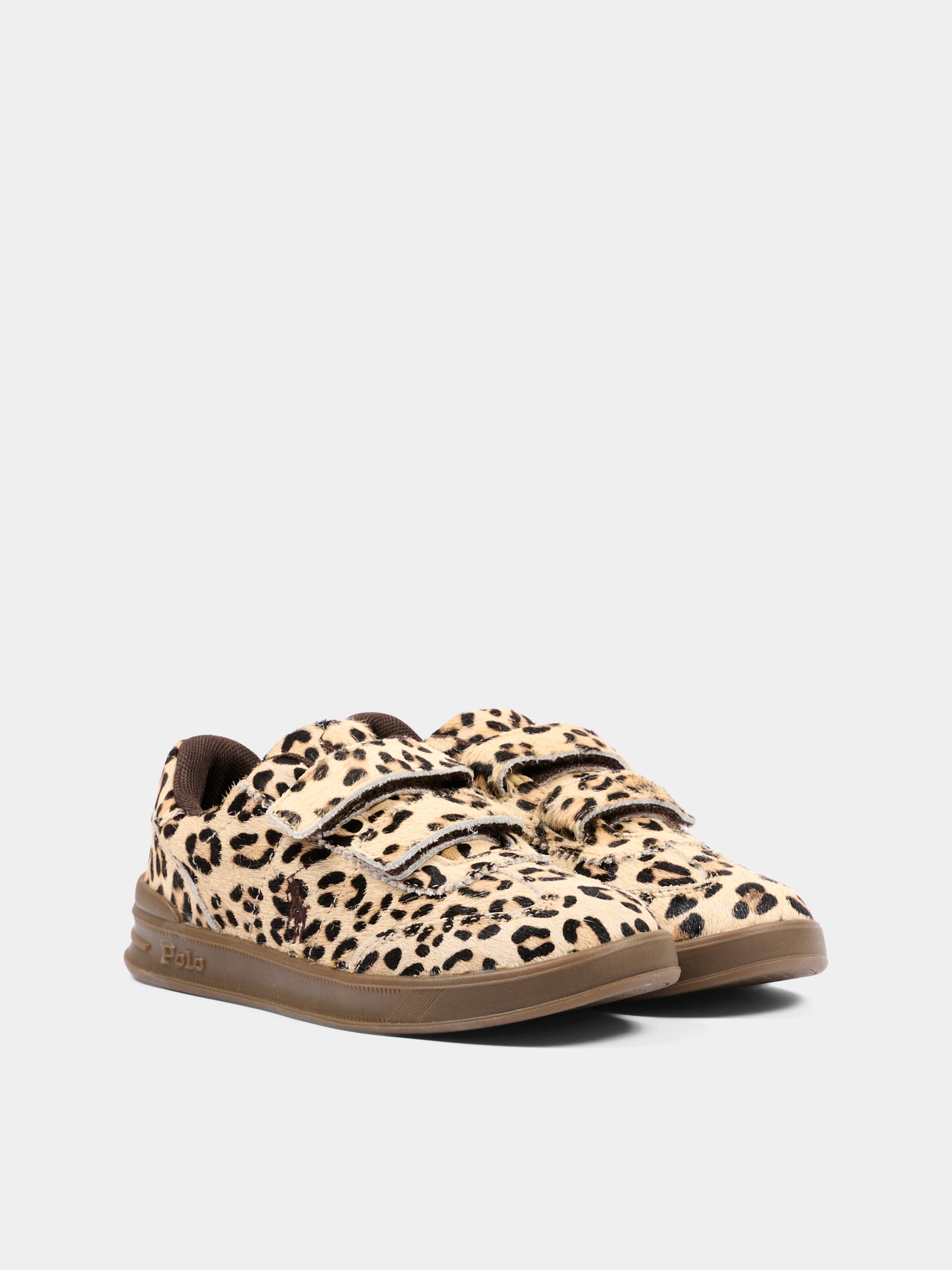 Sneakers marroni per bambina animalier,Ralph Lauren Kids,RL05864202