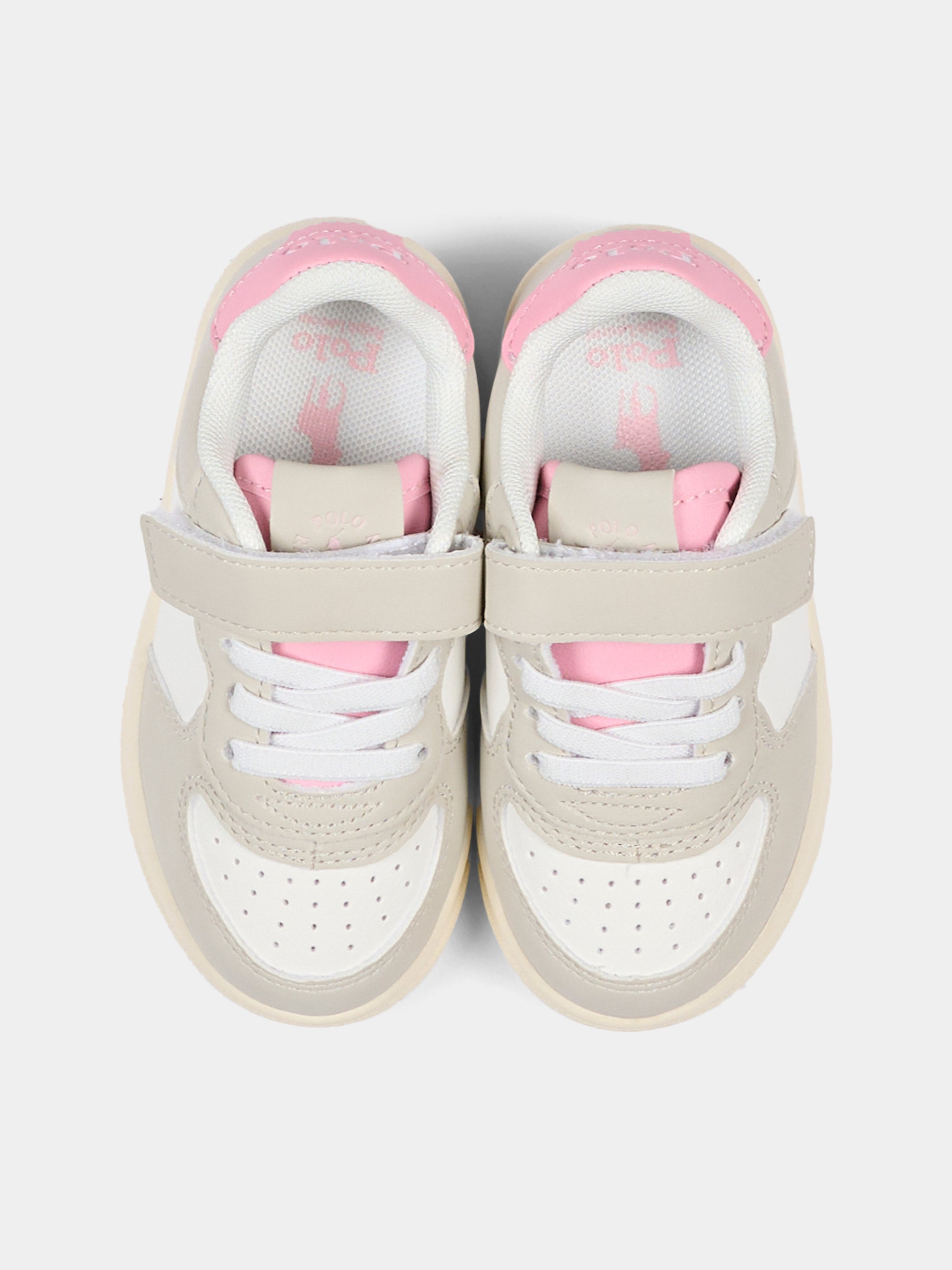 Sneakers bianche e rosa per bambina con Polo Pony,Ralph Lauren Kids,RL05870050