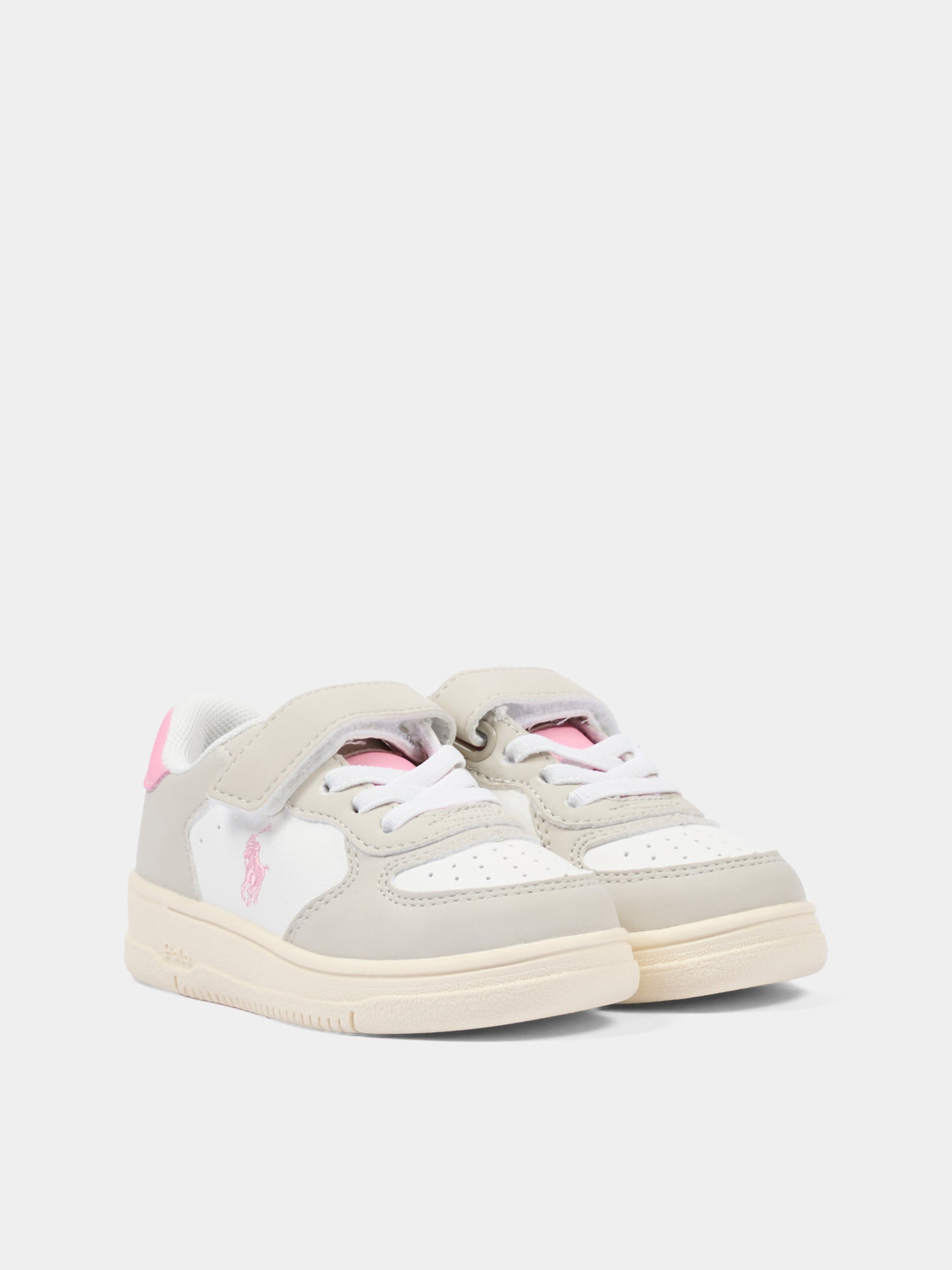 Sneakers bianche e rosa per bambina con Polo Pony,Ralph Lauren Kids,RL05870050