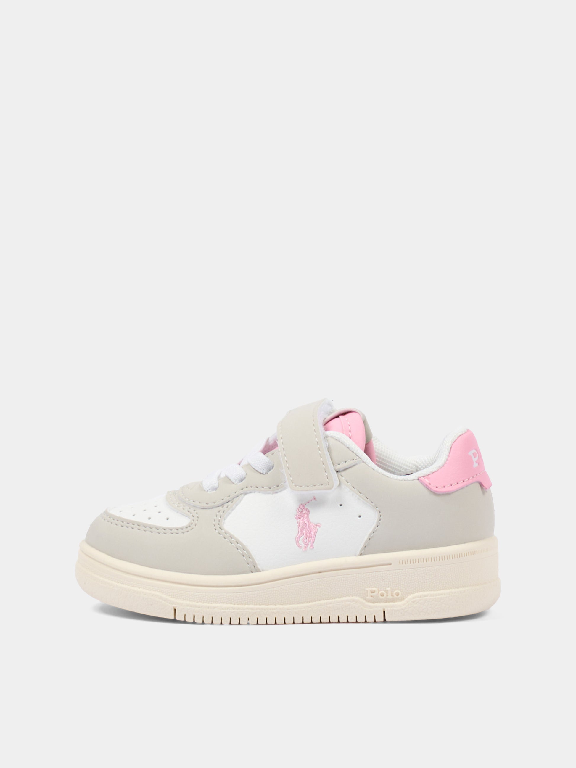 Sneakers bianche e rosa per bambina con Polo Pony,Ralph Lauren Kids,RL05870050