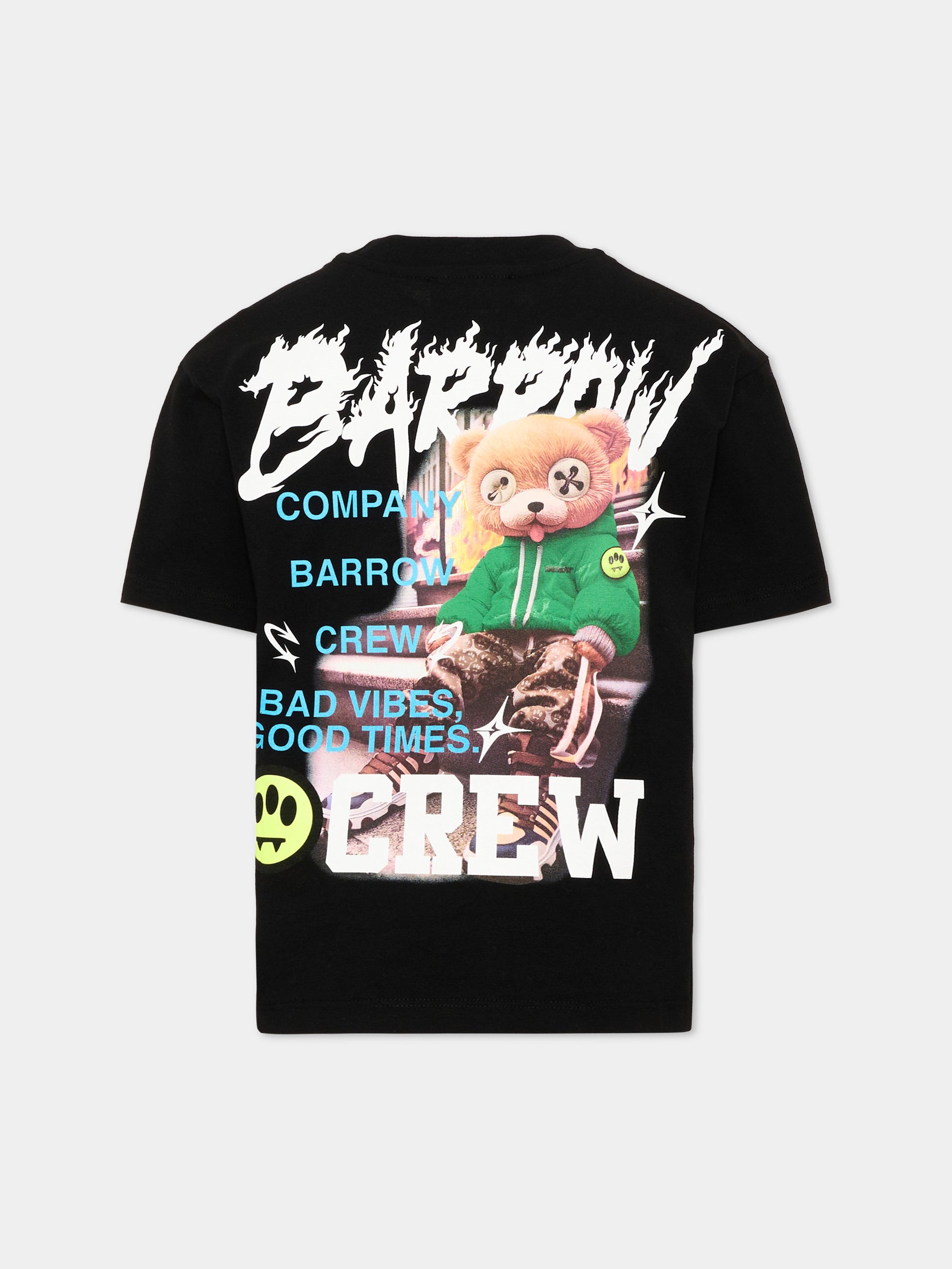 T-Shirt nera per bambino con logo,Barrow,F6BKJBTH088 110