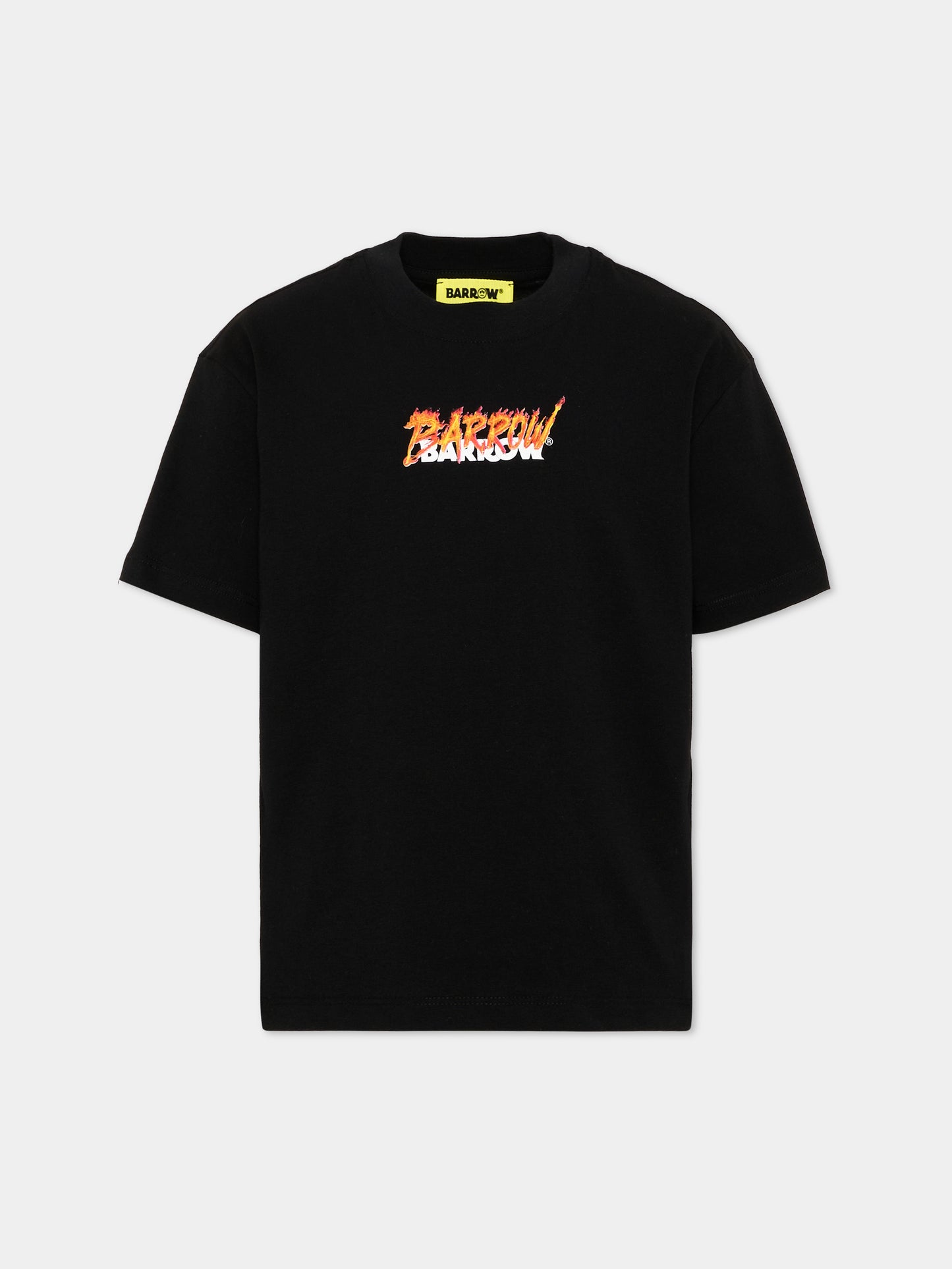T-Shirt nera per bambino con logo,Barrow,F6BKJBTH088 110