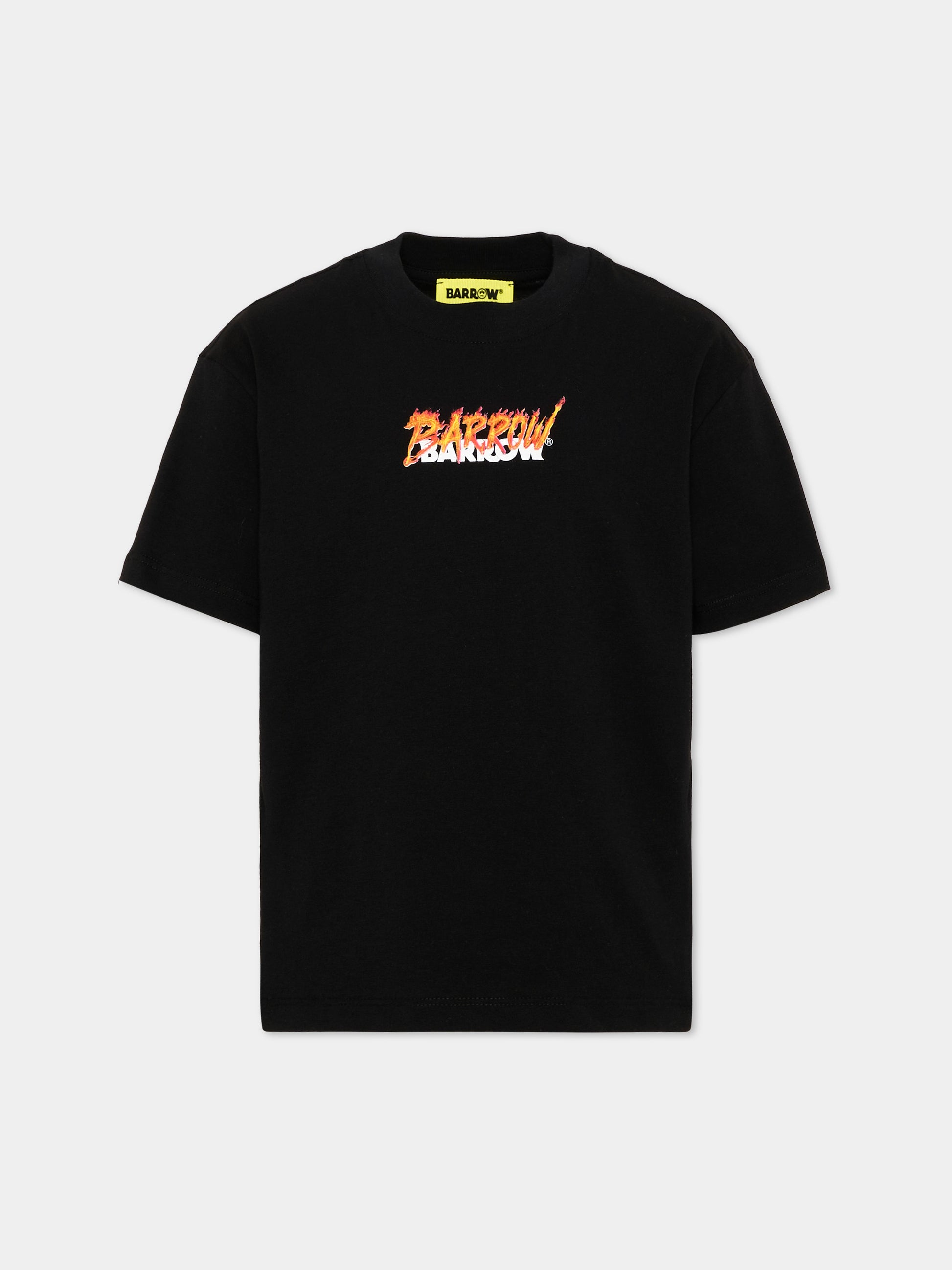 T-Shirt nera per bambino con logo,Barrow,F6BKJBTH088 110