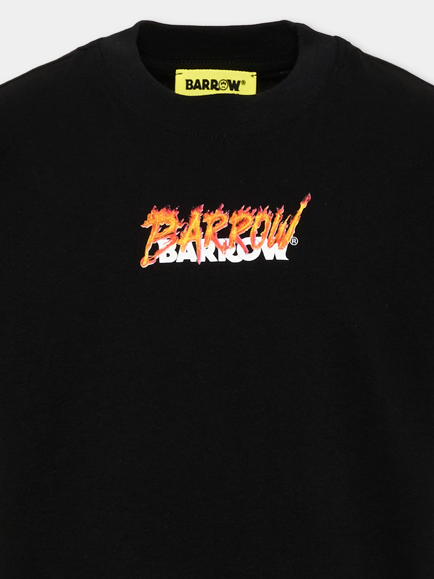 T-Shirt nera per bambino con logo,Barrow,F6BKJBTH088 110