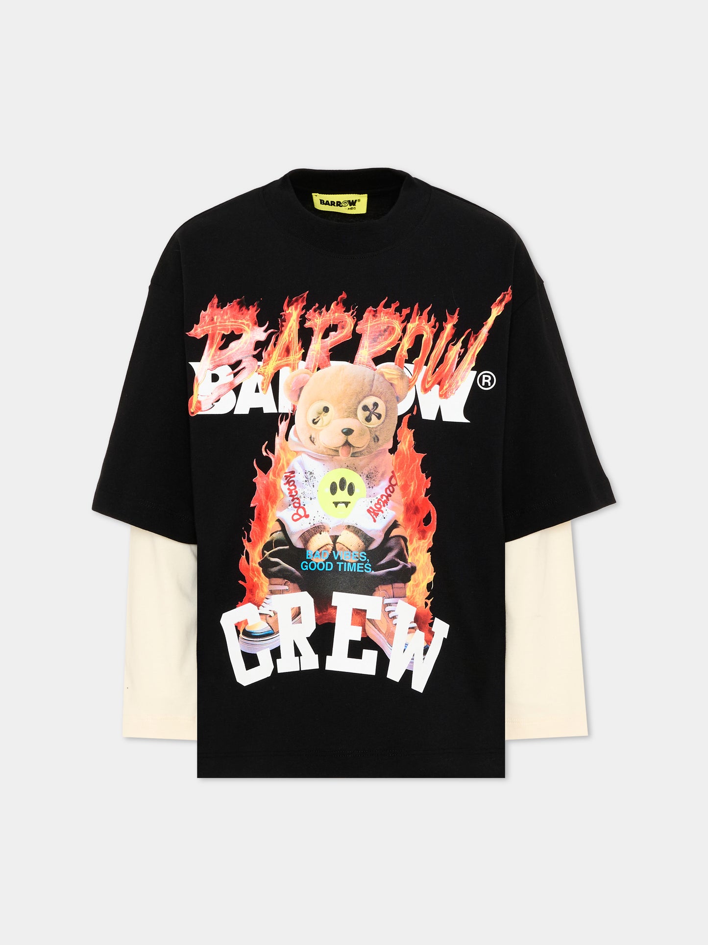 T-Shirt nera per bambino con orsetto,Barrow,F6BKJBTH090 110