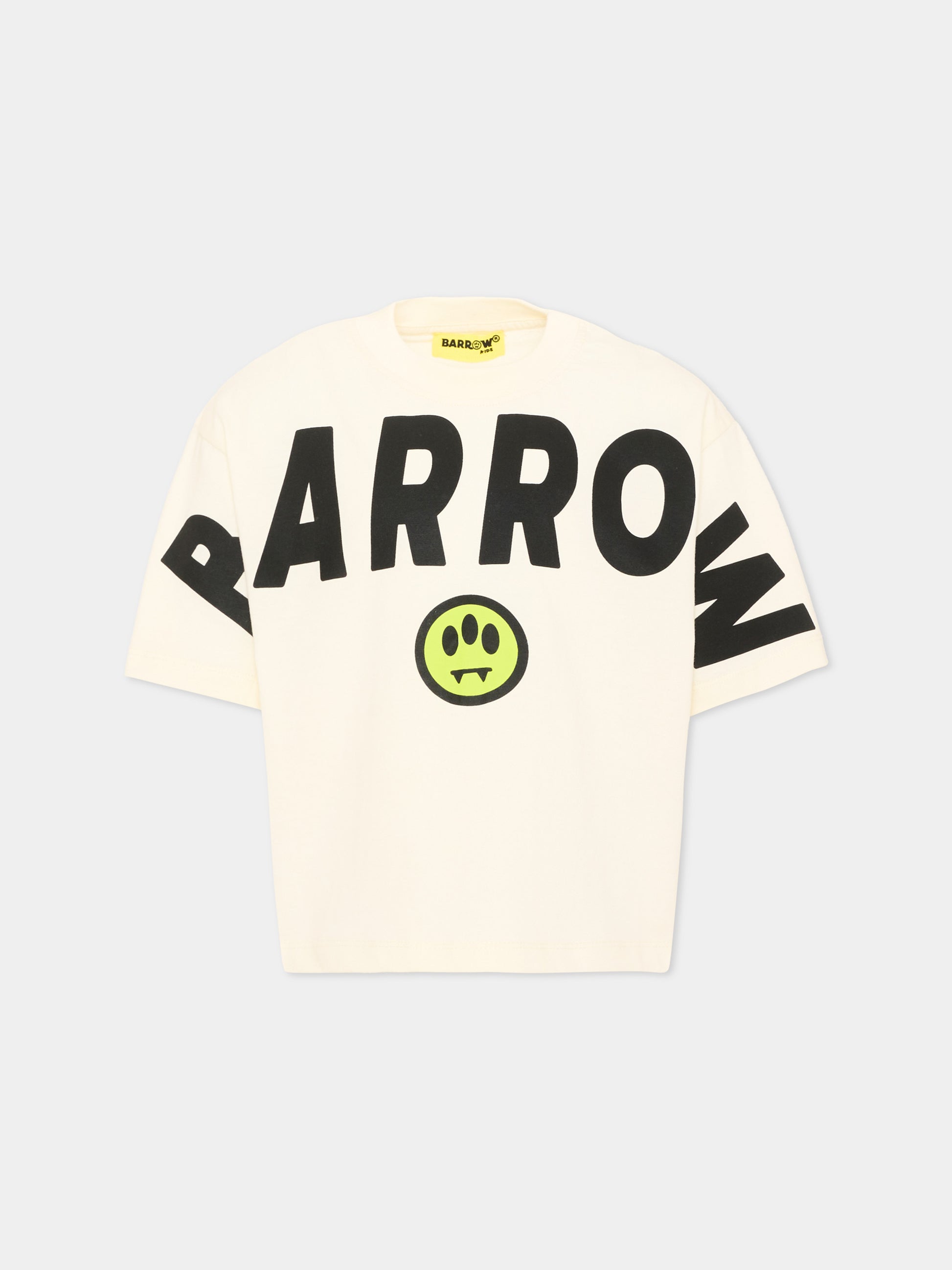 T-shirt avorio per bambina con logo,Barrow,F6BKJGTH011 013