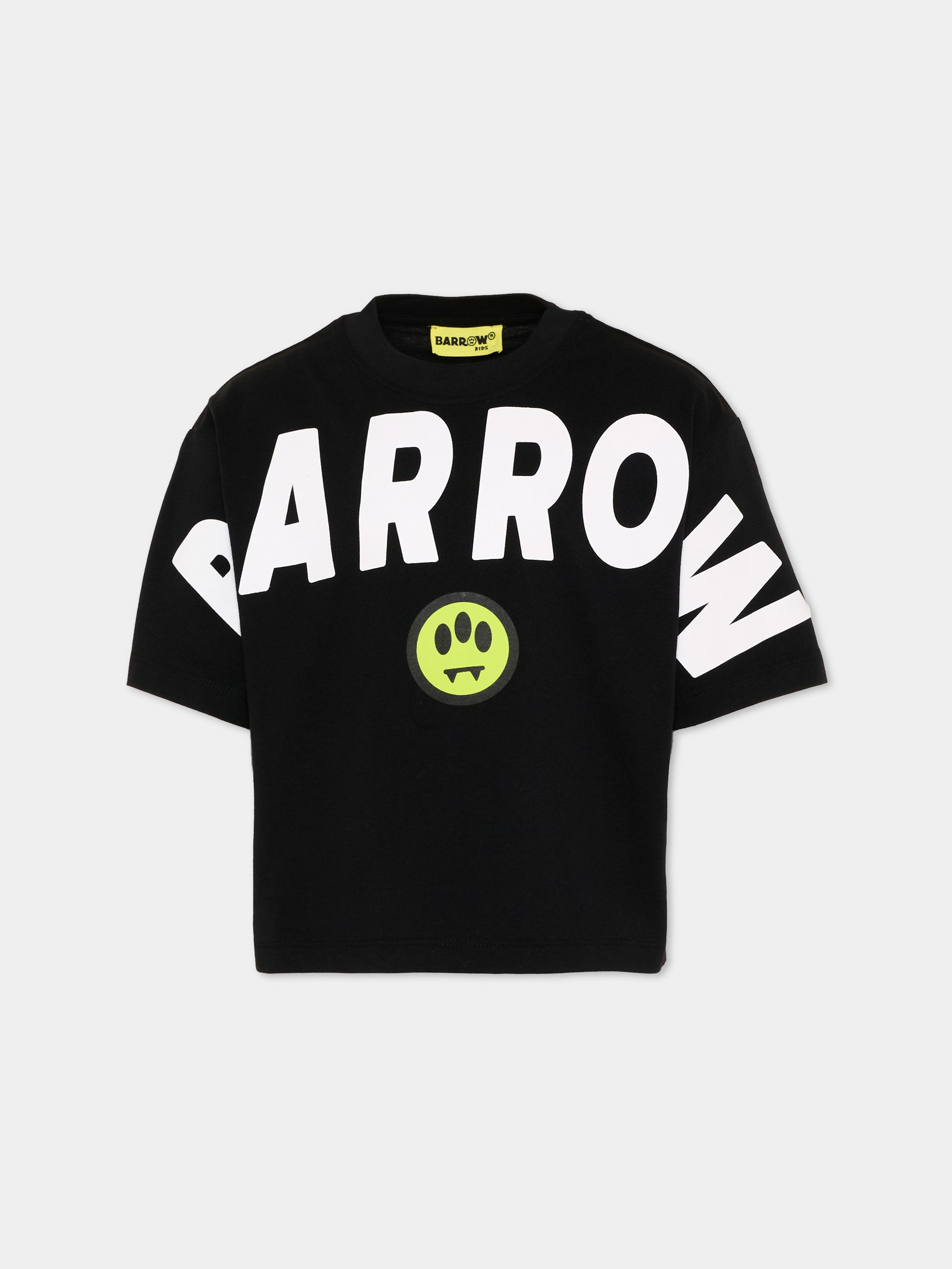 T-shirt nera per bambina con logo,Barrow,F6BKJGTH011 110