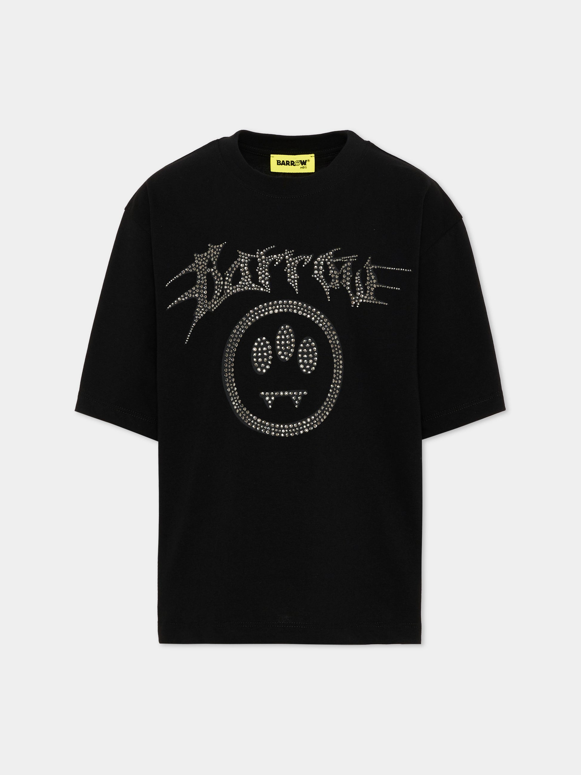 T-Shirt nera per bambina con logo,Barrow,F6BKJGTH142 110