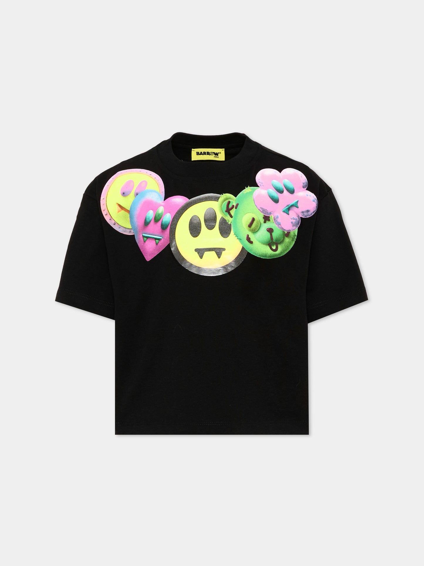 T-Shirt nera per bambina con smile,Barrow,F6BKJGTH172 110