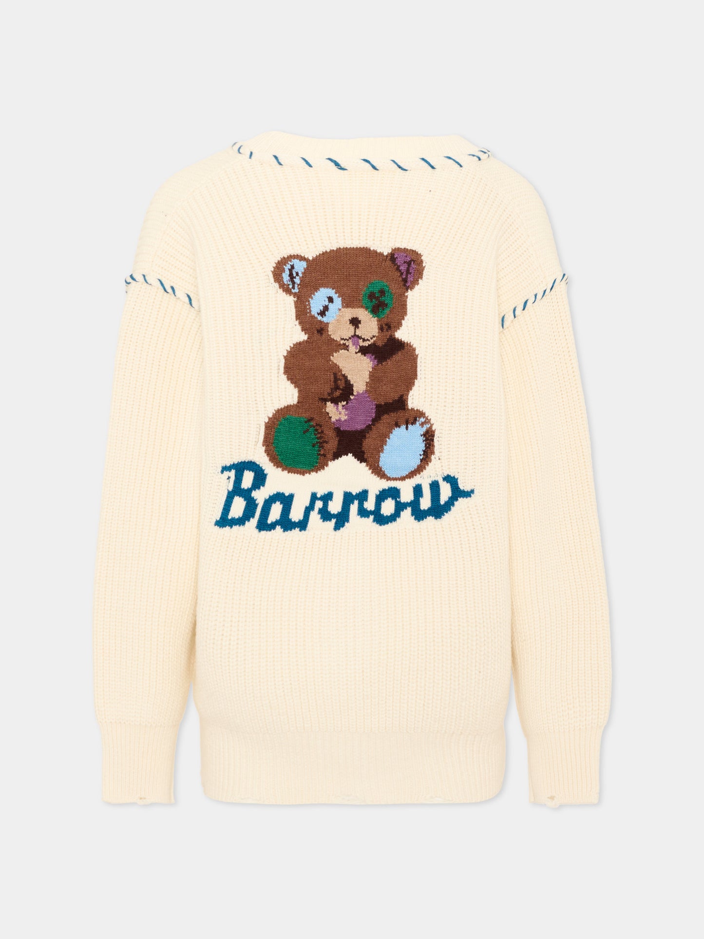Cardigan avorio per bambini con ricamo,Barrow,F6BKJUCA042 013