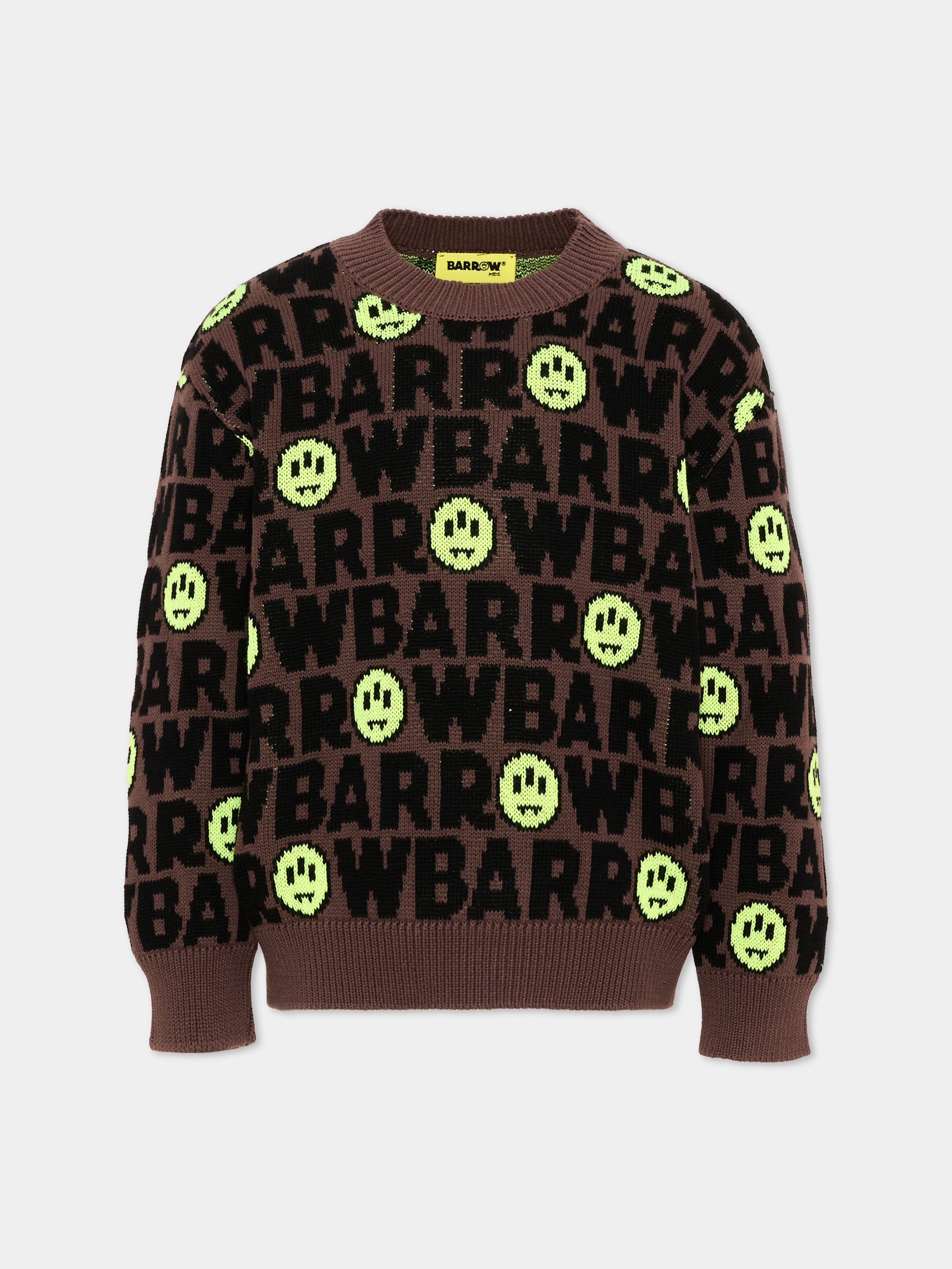 Maglione marrone per bambini con logo,Barrow,F6BKJUJP047 408