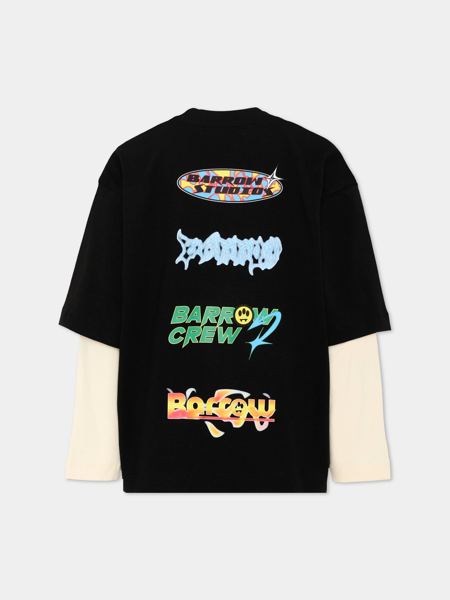 T-Shirt nera per bambino con logo,Barrow,F6BKJBTH107 110