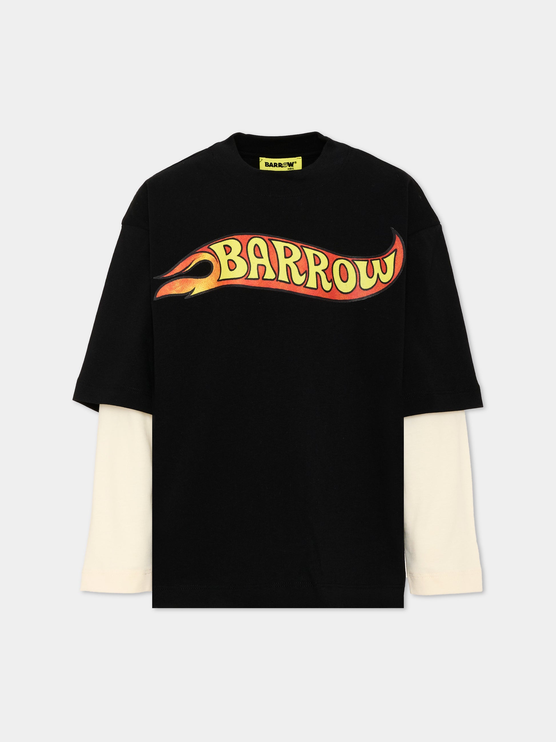 T-Shirt nera per bambino con logo,Barrow,F6BKJBTH107 110