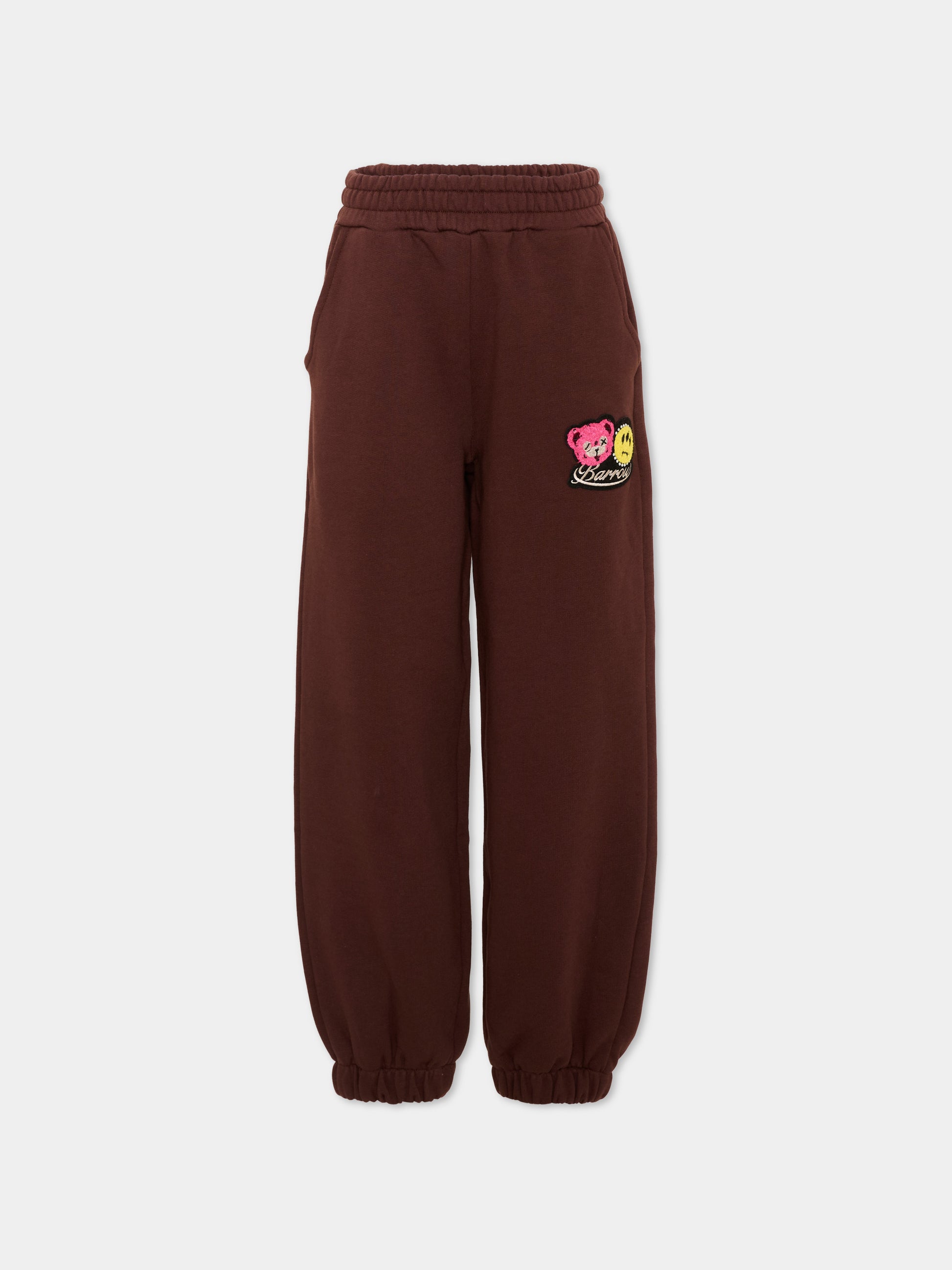 Pantaloni sportivi marroni per bambina con logo,Barrow,F6BKJGFP129 408