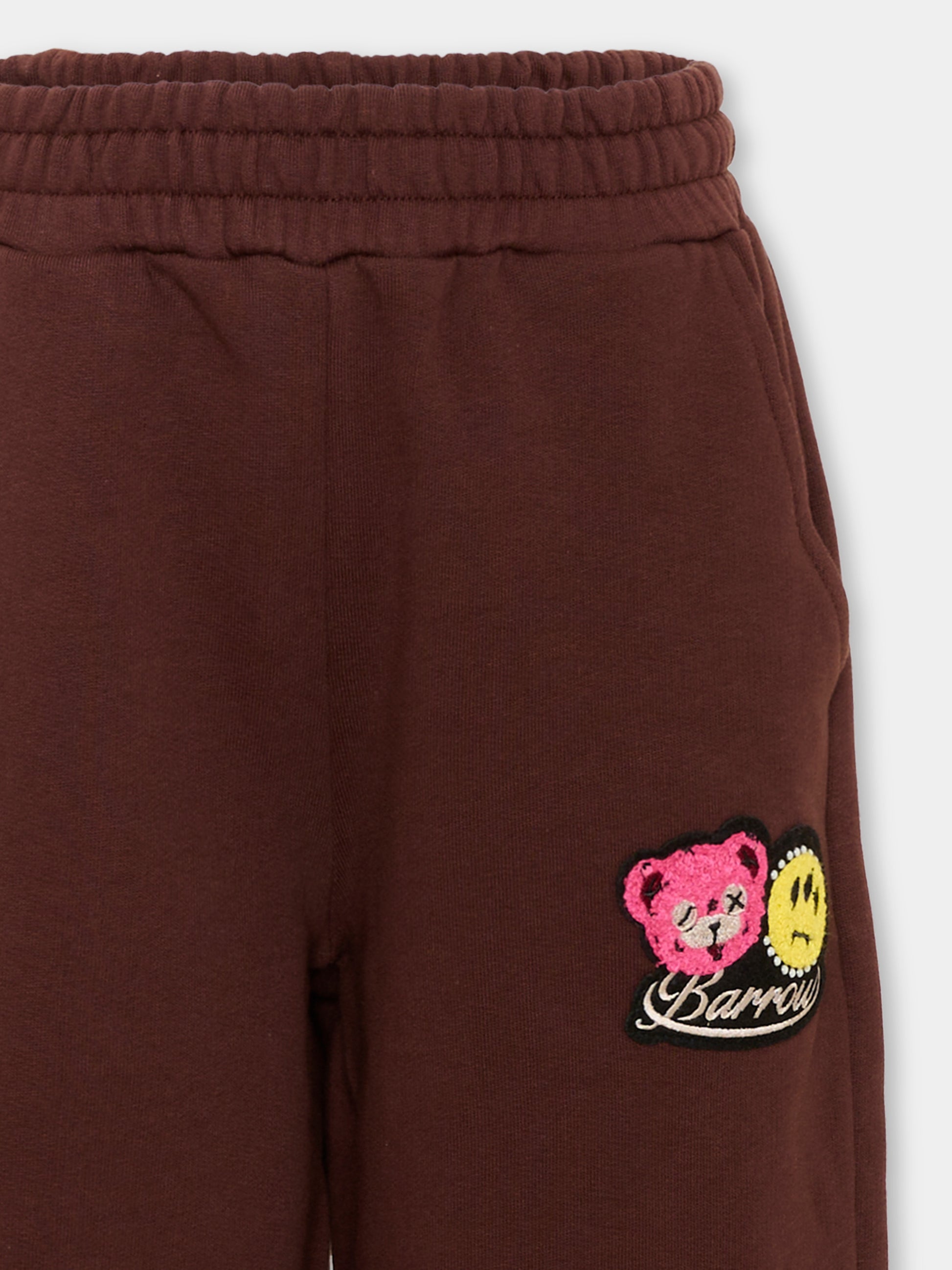 Pantaloni sportivi marroni per bambina con logo,Barrow,F6BKJGFP129 408