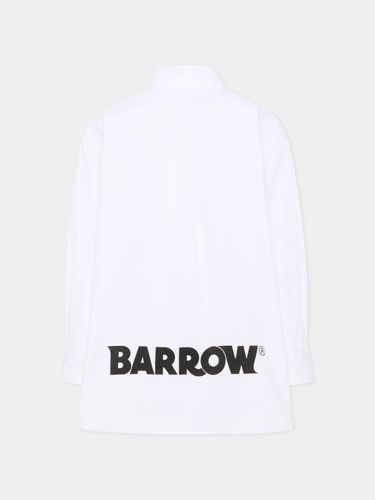 Camicia bianca per bambina con logo,Barrow,F6BKJGSI128 002