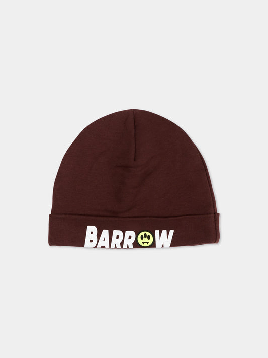 Berretto marrone per bambini con logo,Barrow,F6BKJUHT112 408