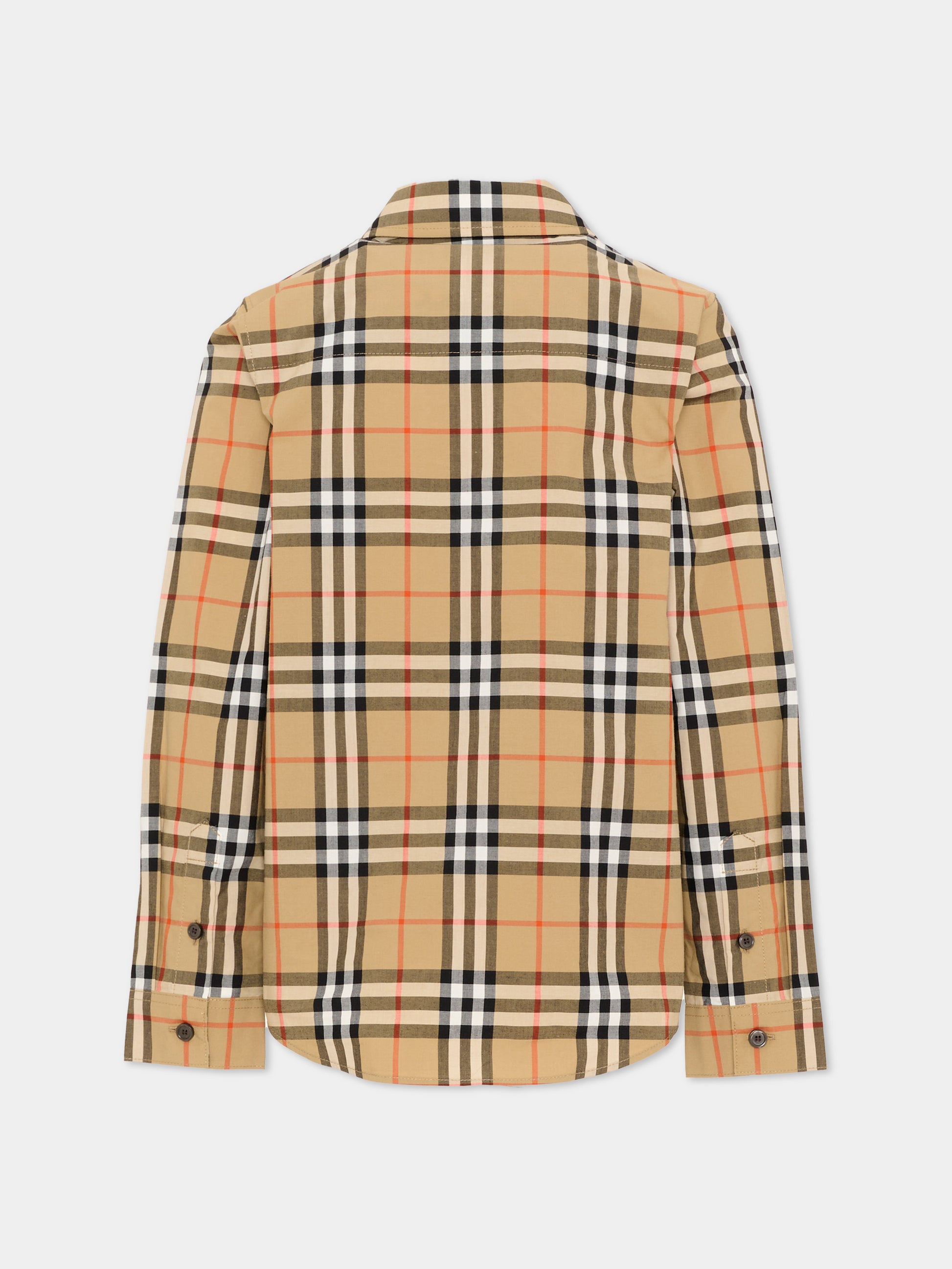 Camicia beige per bambino con check vintage,Burberry Kids,8117166 B9368