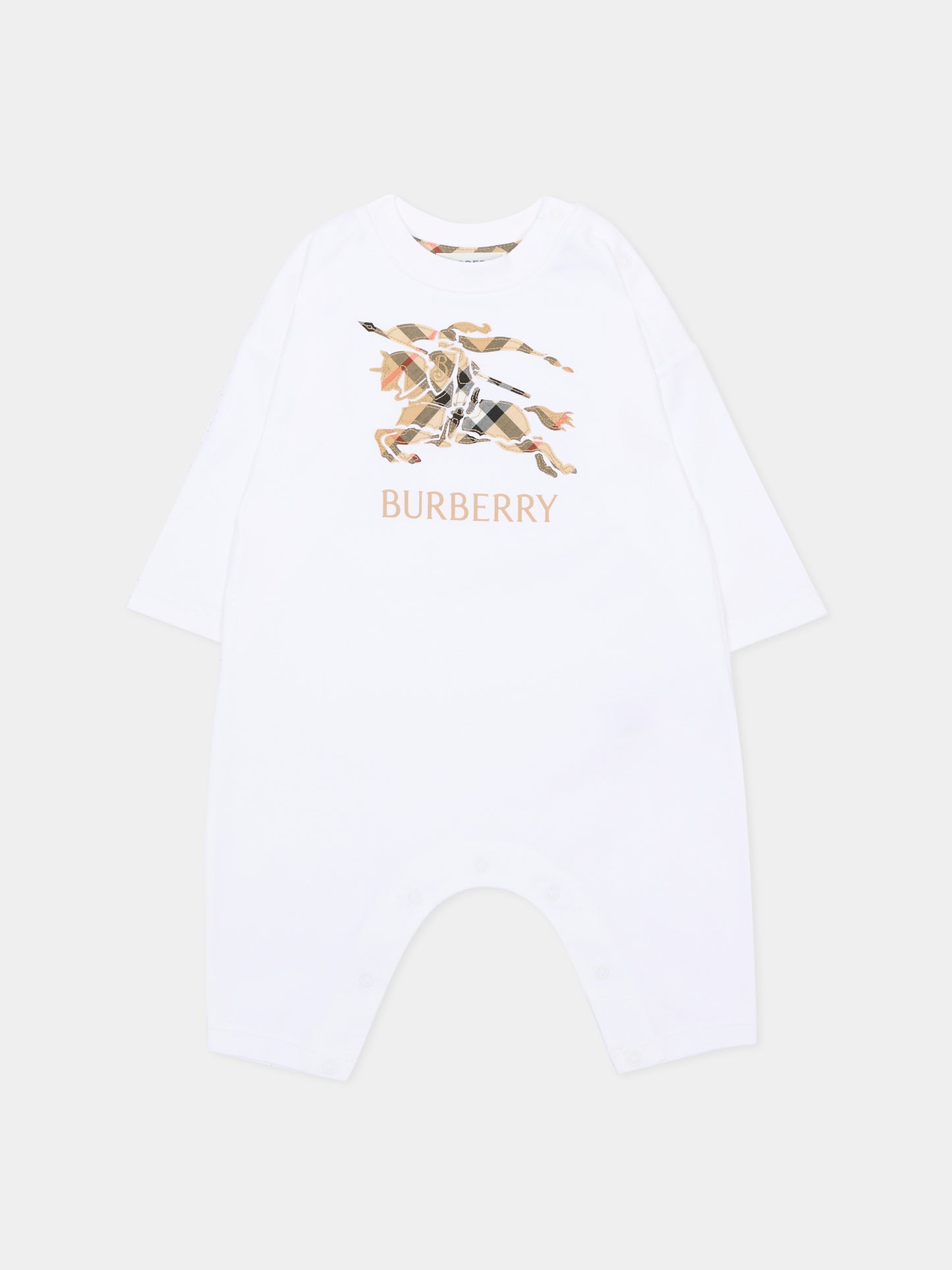Pagliaccetto avorio per neonati con logo,Burberry Kids,8117494 A1464