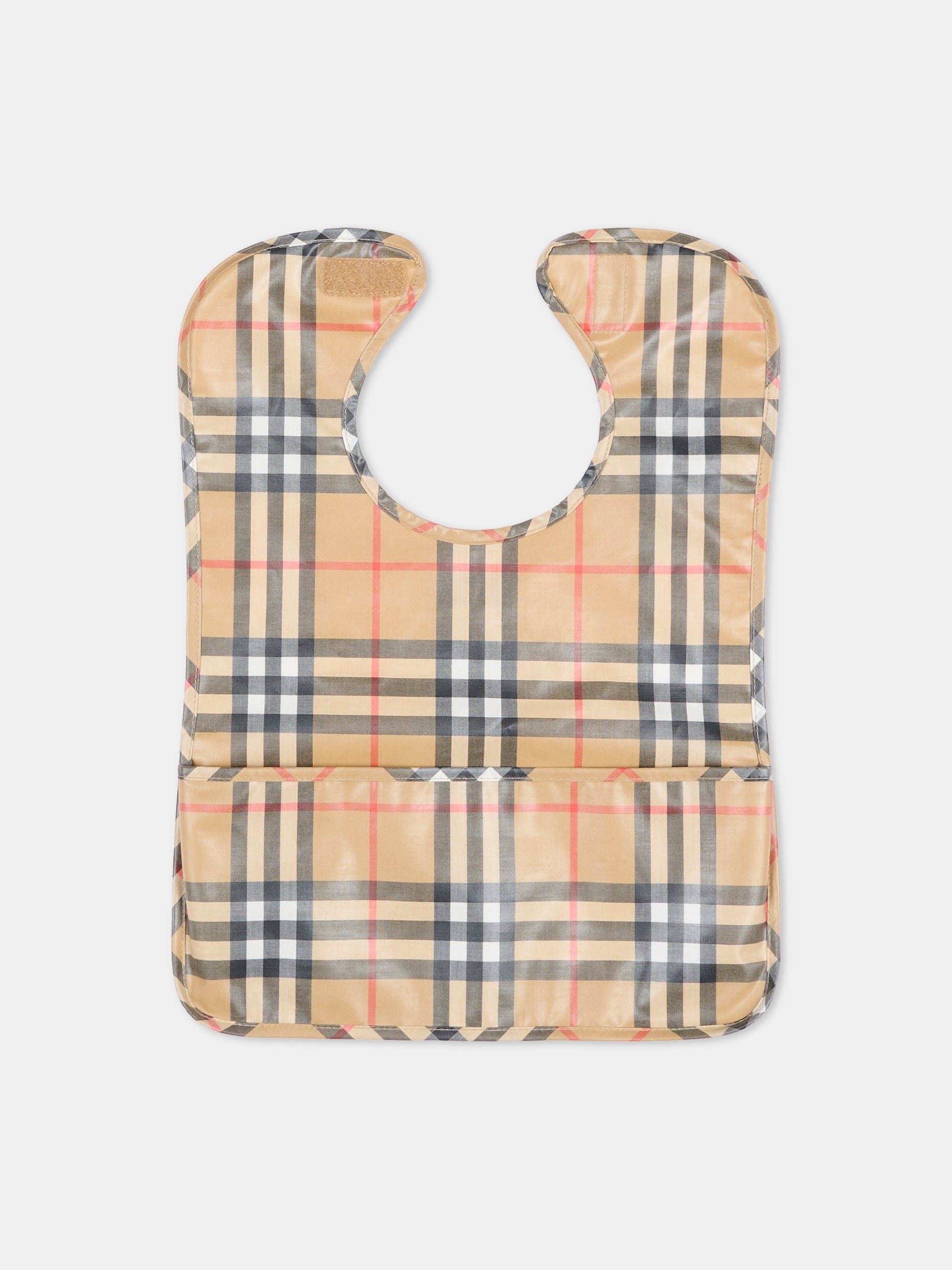 Bavaglino beige per neonati con check vintage,Burberry Kids,8120523 B9368