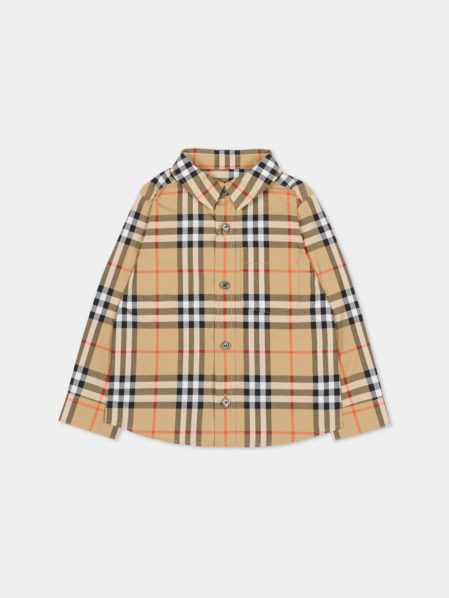 Camicia beige per neonato check vintage,Burberry Kids,8121242 B9368