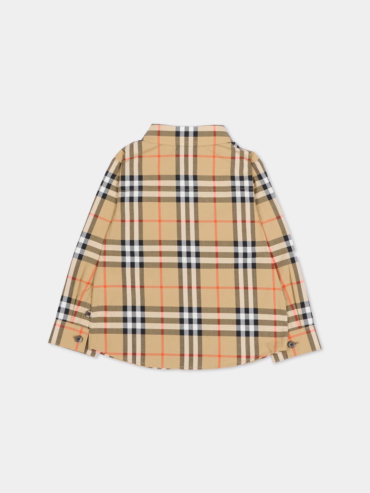 Camicia beige per neonato check vintage,Burberry Kids,8121242 B9368