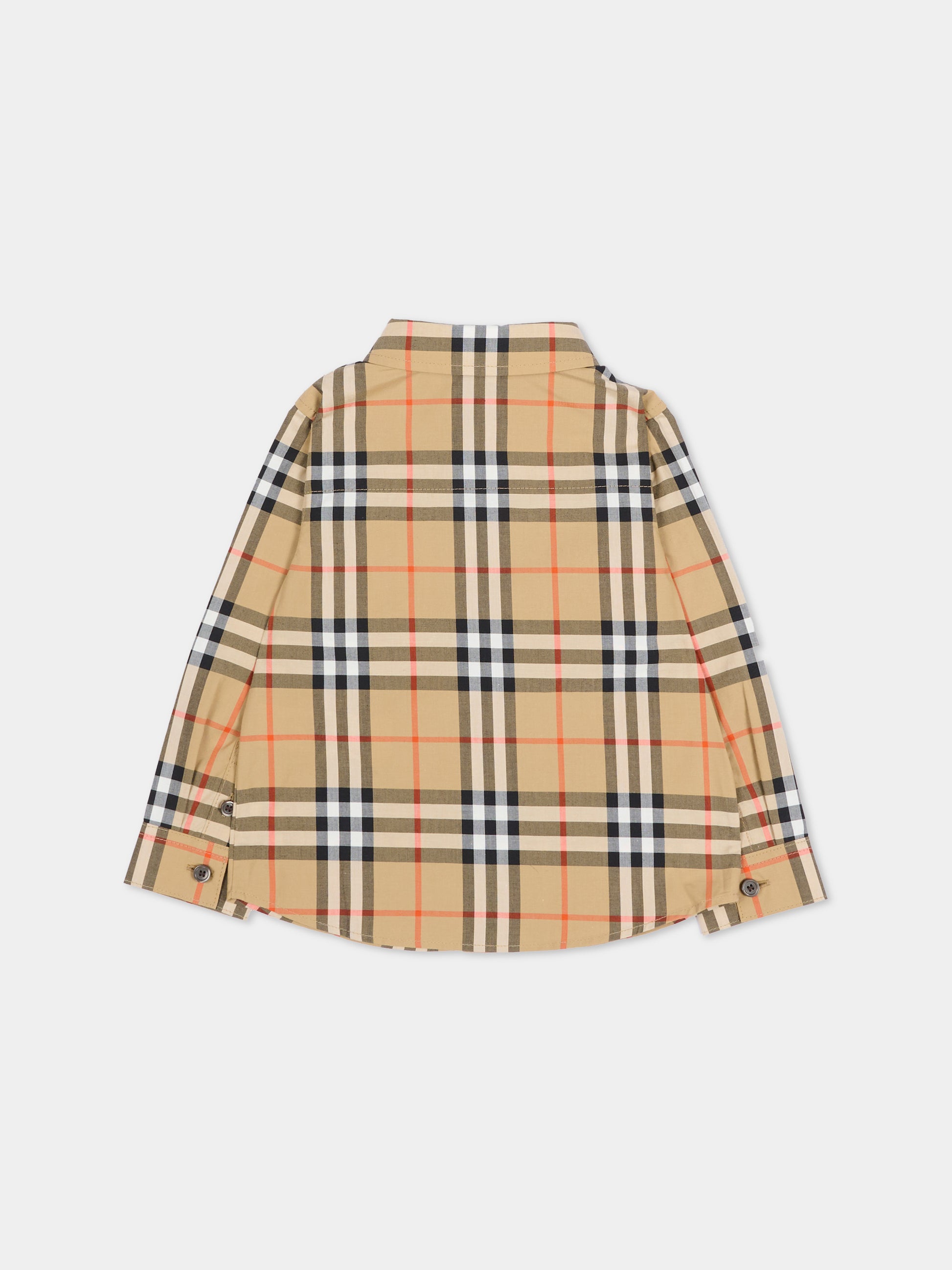 Camicia beige per neonato check vintage,Burberry Kids,8121242 B9368