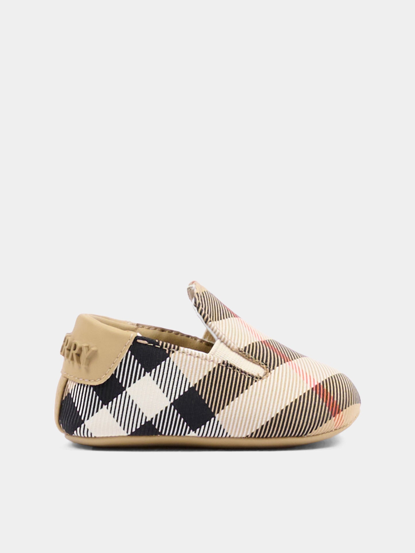 Stringate beige per neonati con check vintage,Burberry Kids,8123757 B9368