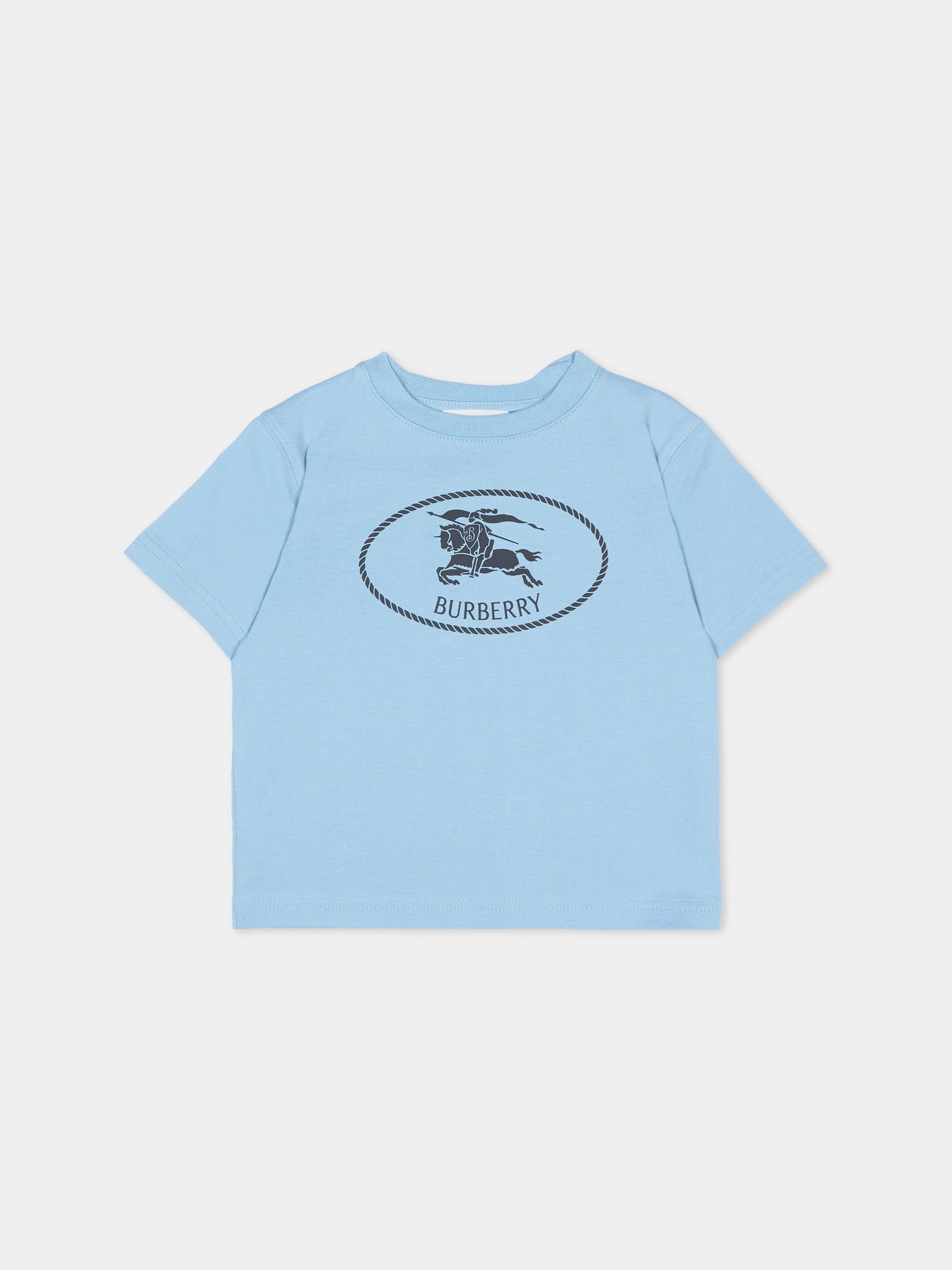 T-Shirt celeste per neonato con logo,Burberry Kids,8126862 C5753