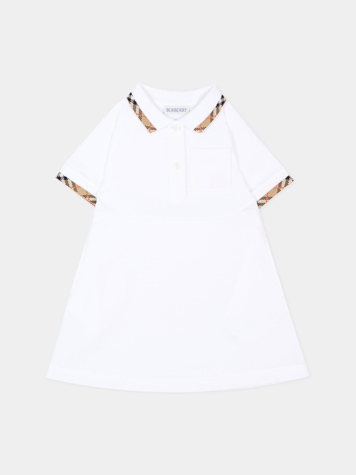 Vestito bianco per neonata con cavaliere equestre,Burberry Kids,8129884 A1464