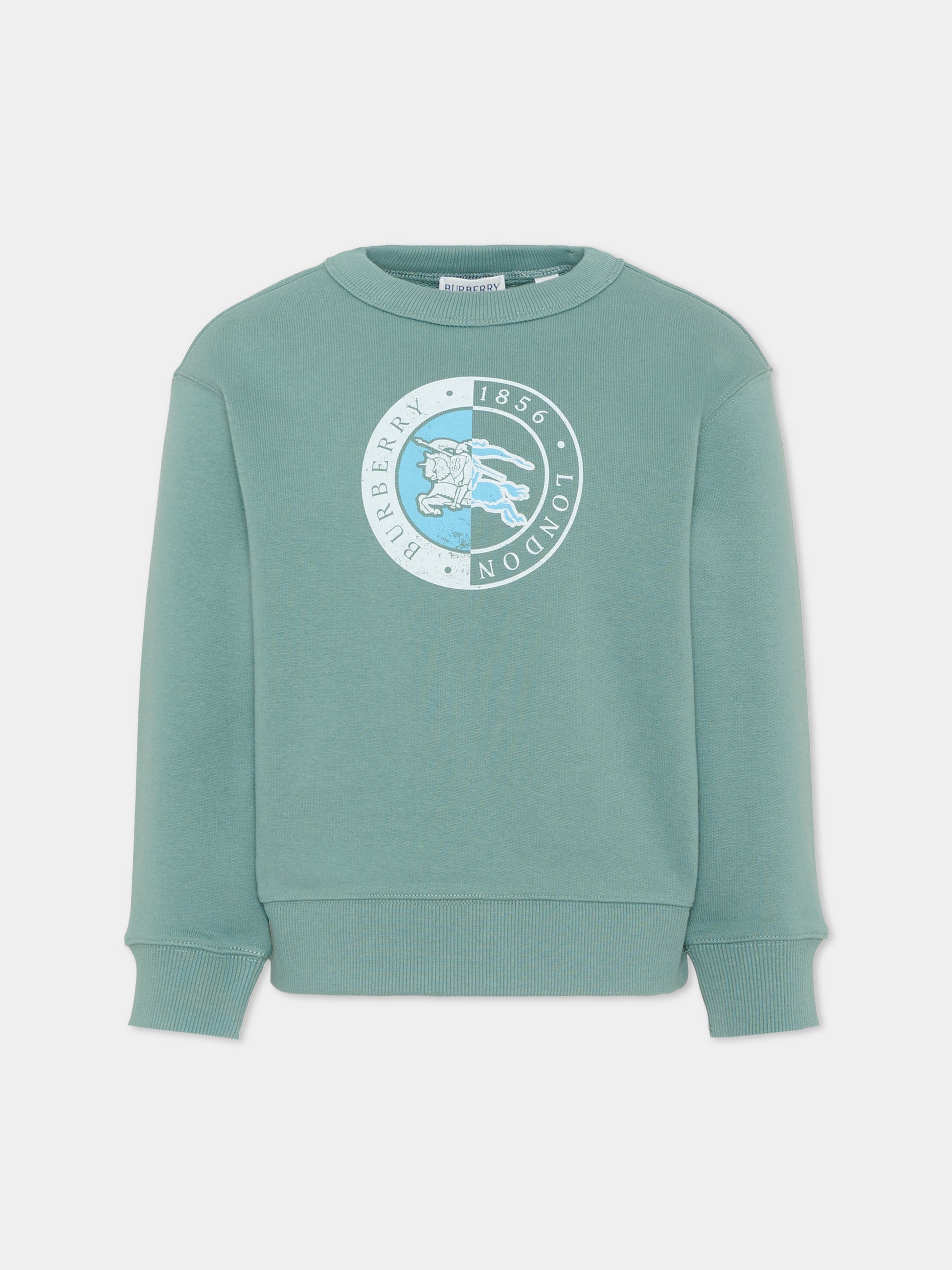 Felpa verde per bambino con logo,Burberry Kids,8126303 C2245