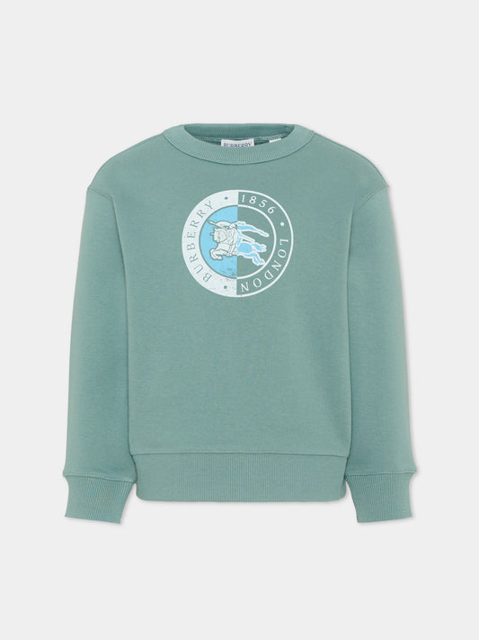 Felpa verde per bambino con logo,Burberry Kids,8126303 C2245