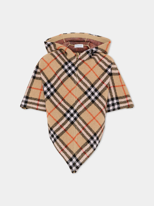 Cappa beige per bambini con Check Vintage,Burberry Kids,8131862 B9368