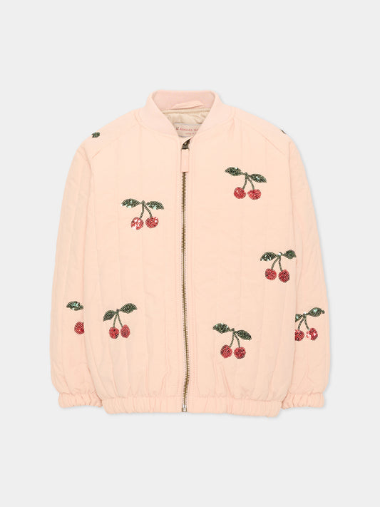 Bomber rosa per bambina con ciliegie,Konges Sløjd,KS105733 CAMEO ROSE