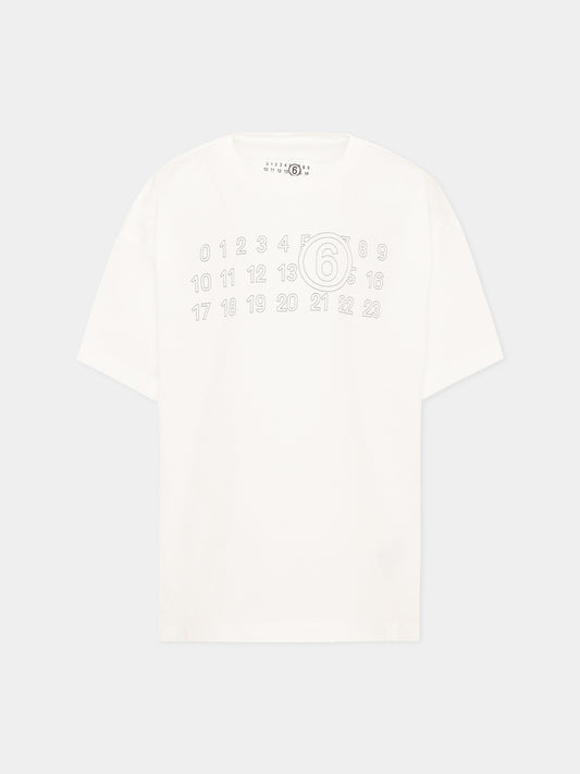 T-Shirt bianca per bambini con logo,Mm6 Maison Margiela,M61117 MM02Y M6102