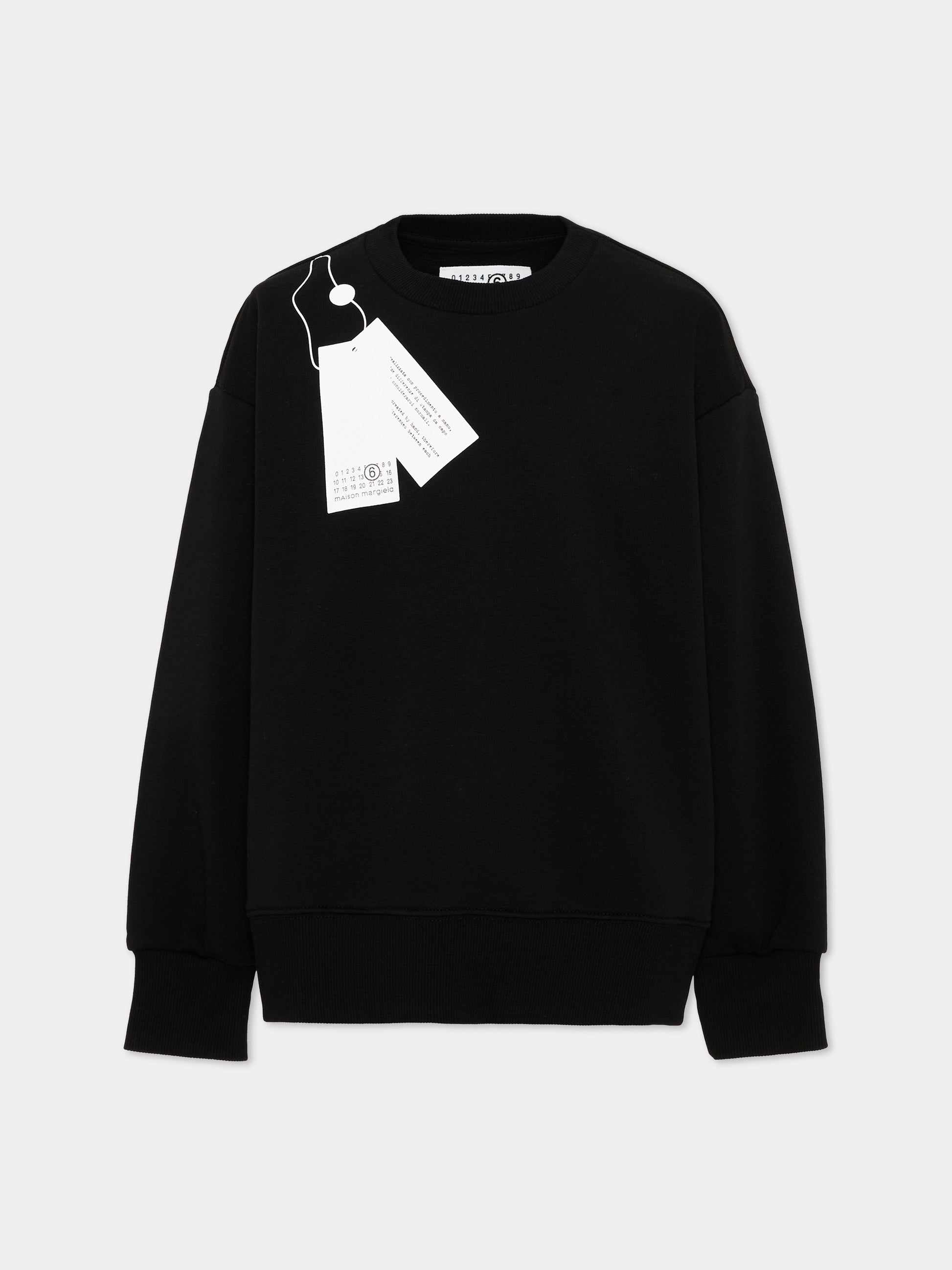 Felpa nera per bambini con logo,Mm6 Maison Margiela,M61157 MM02X M6900