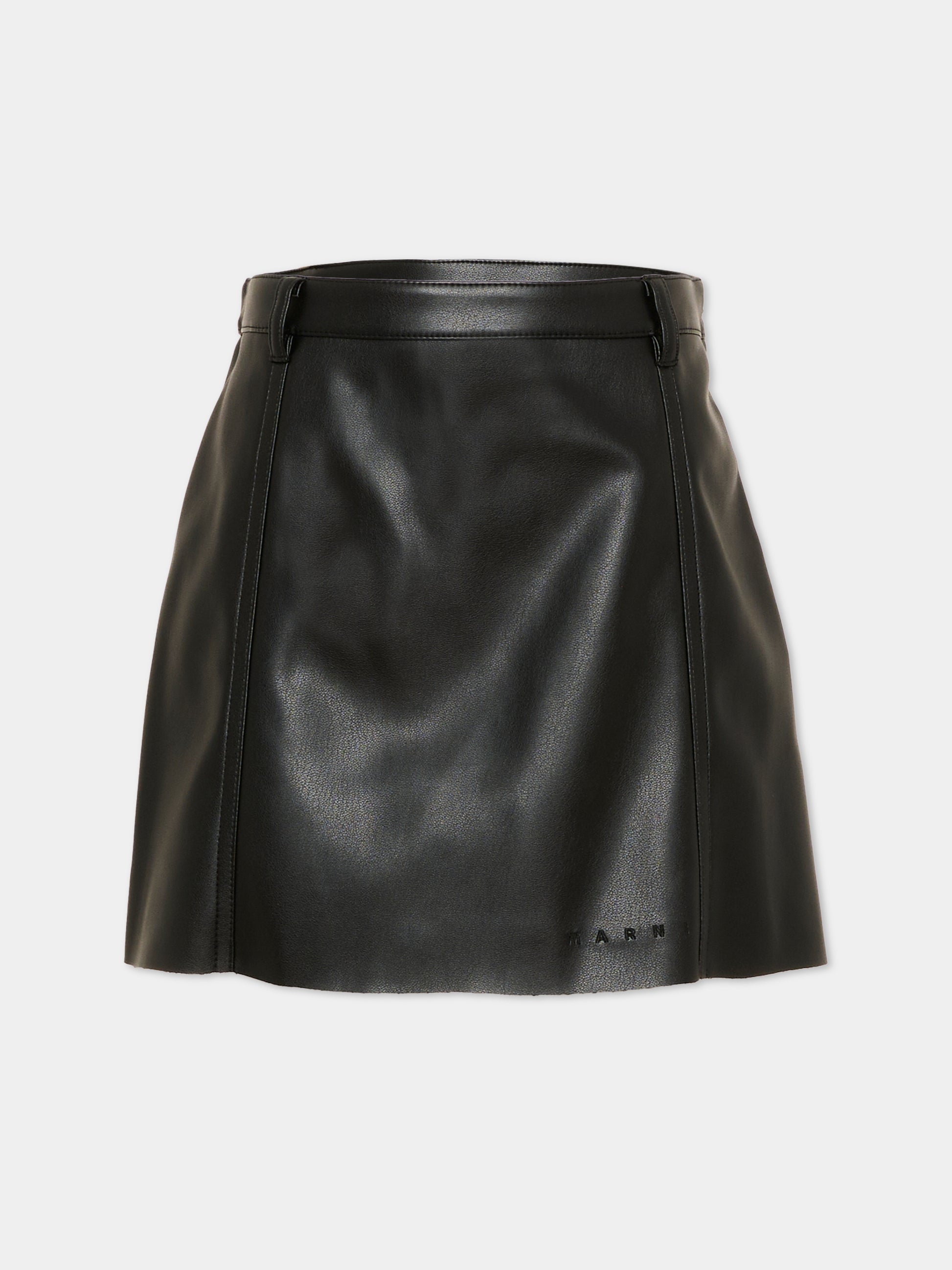 Gonna in similpelle nera per bambina con logo,Marni Kids,M01860 M00W2 0M900