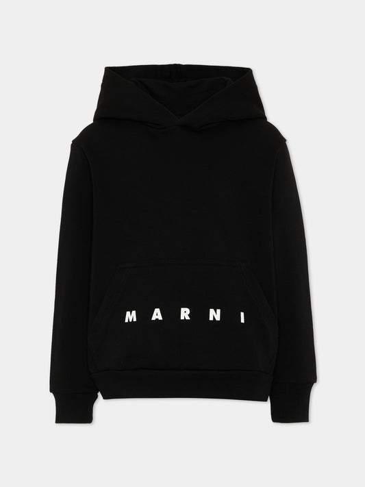 Felpa nera per bambini con logo,Marni Kids,M01883 M00V0 0M900